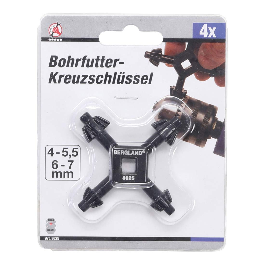 BGS Bohrfutter BGS Do it yourself Bohrfutter-Kreuzschlüssel universal Ø 4 / 5,5 / 6