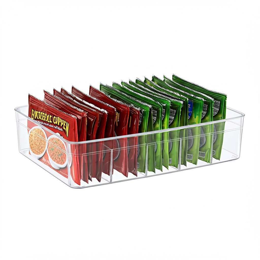 ogoPLUS Küchenorganizer-Set 4 Stück 5 Fächer Kühlschrank Organizer Größe L - BPA-Frei, (Ideal auch für Büro, Bad, Vorratsbox im Schrank, BPA frei), zur optimalen Platznutzung, Bürobedarf, Kosmetik, Pflegeprodukte