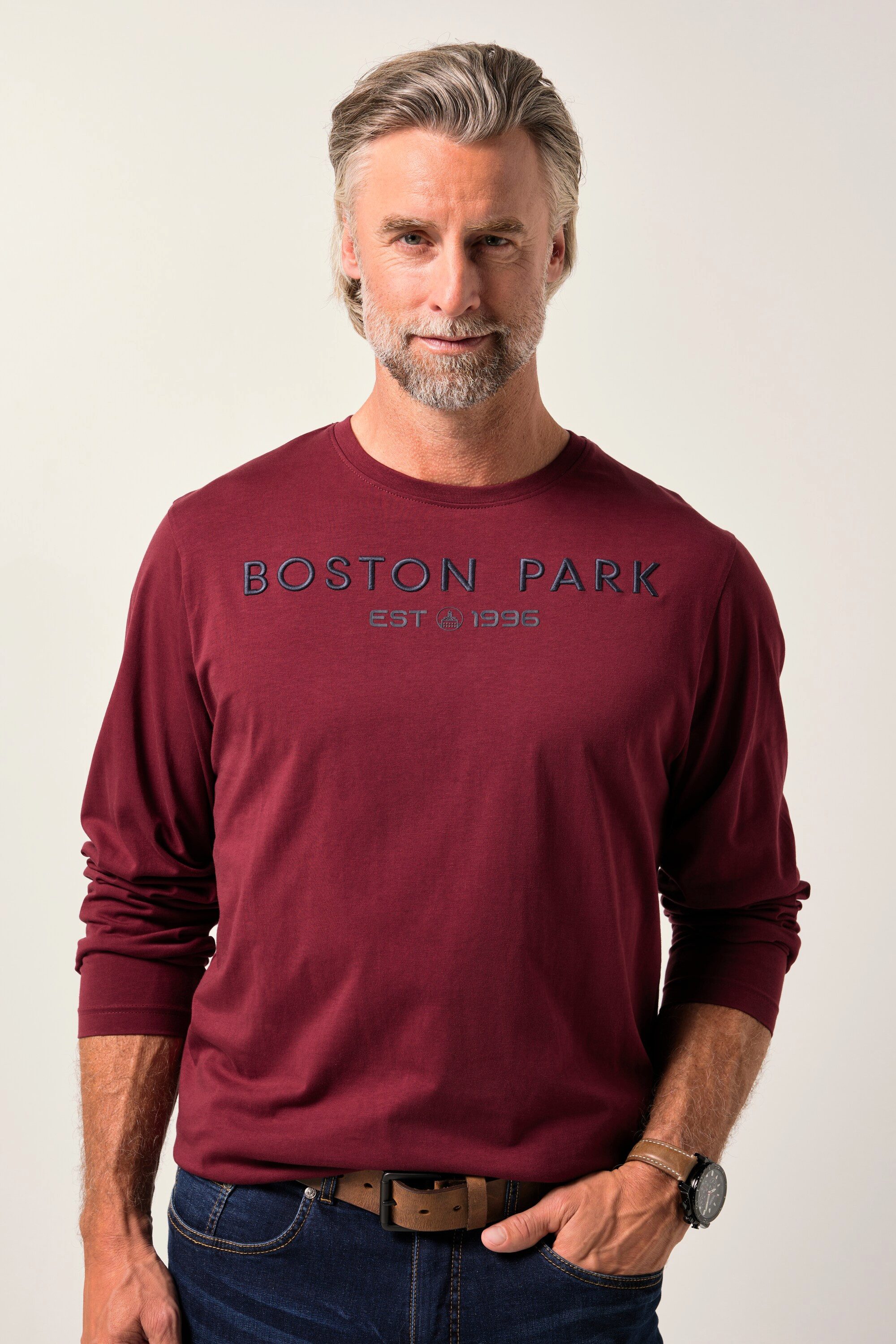 Boston Park T-Shirt Langarmshirt Brustprint