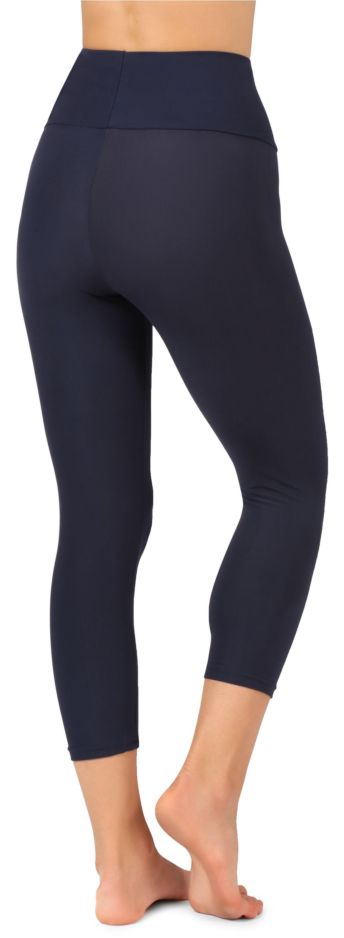 Merry MS10-302 Damen Leggings Capri Leggings 3/4 (1-tlg) Bund Style elastischer Marineblau