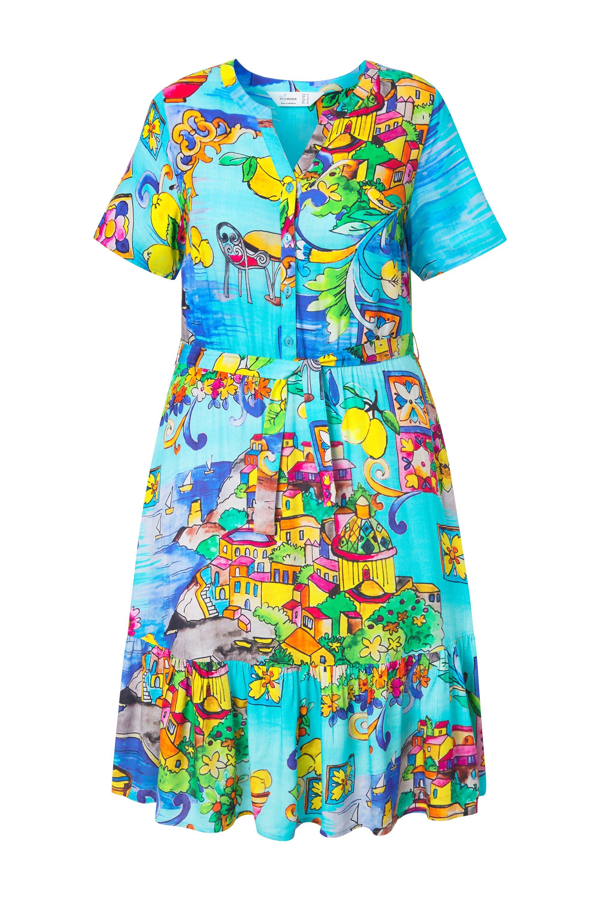 MIAMODA Jerseykleid Kleid A-Linie Italien-Muster Saumvolant günstig online kaufen