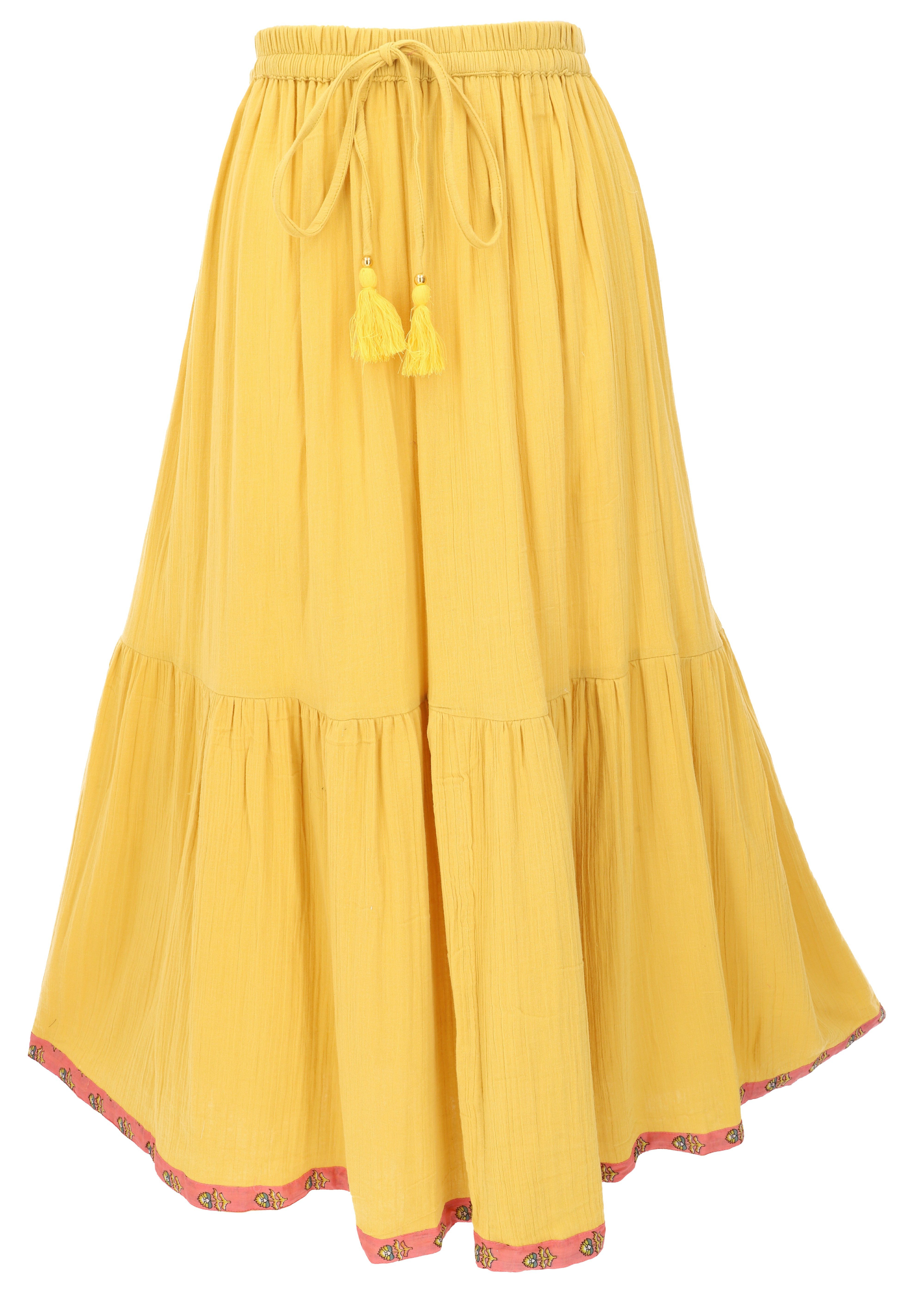 Guru-Shop Minirock Langer Boho Musselin Stufenrock, Maxirock.. alternative Bekleidung