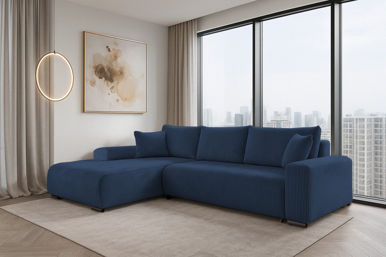 storez24 Ecksofa Soffe, mit Bettkasten und Schlaffunktion, Cordstoff, L-Form, bequem