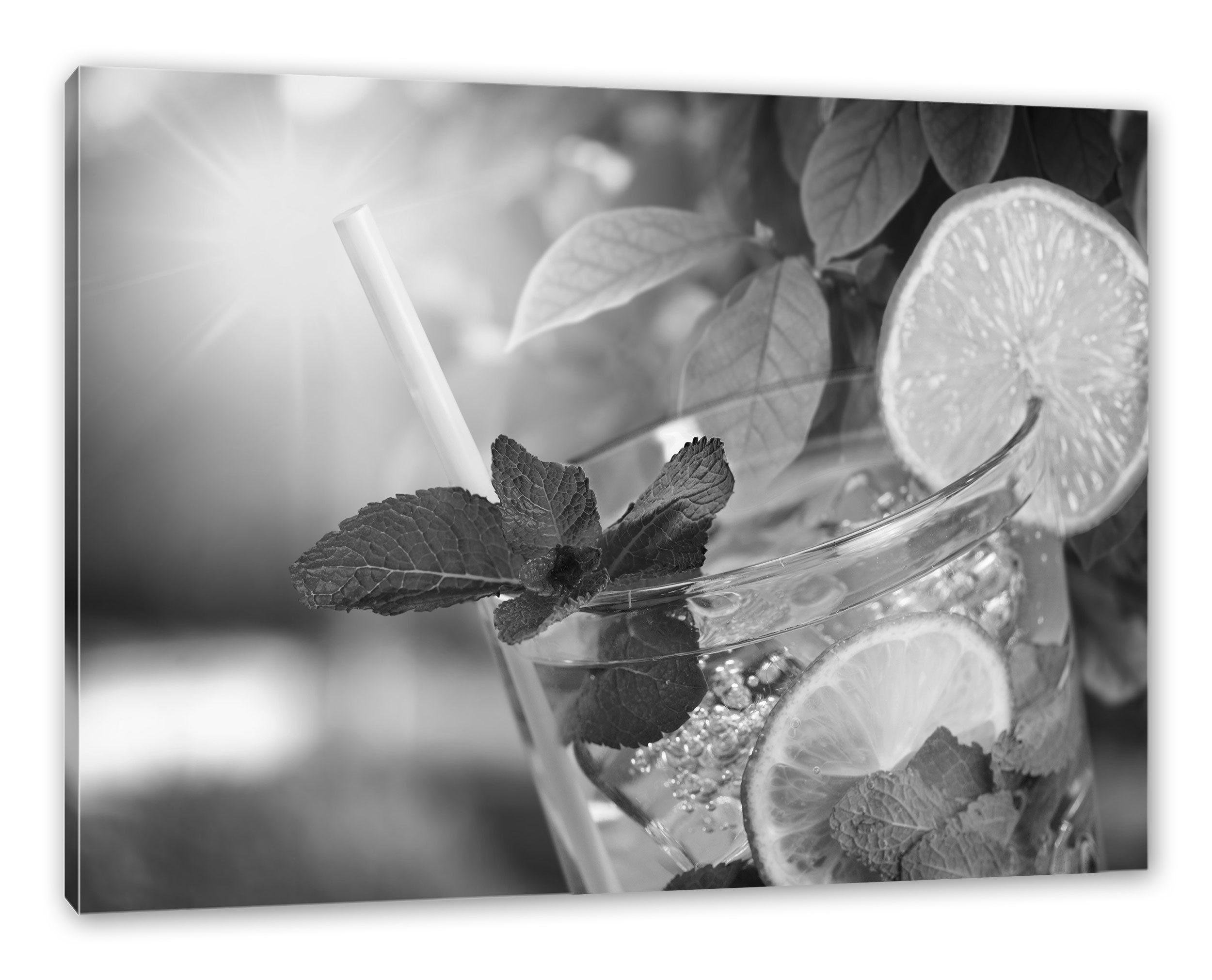 Pixxprint Leinwandbild Erfrischender Mojito Cocktail, Erfrischender Mojito Cocktail (1 St), Leinwandbild fertig bespannt, inkl. Zackenaufhänger