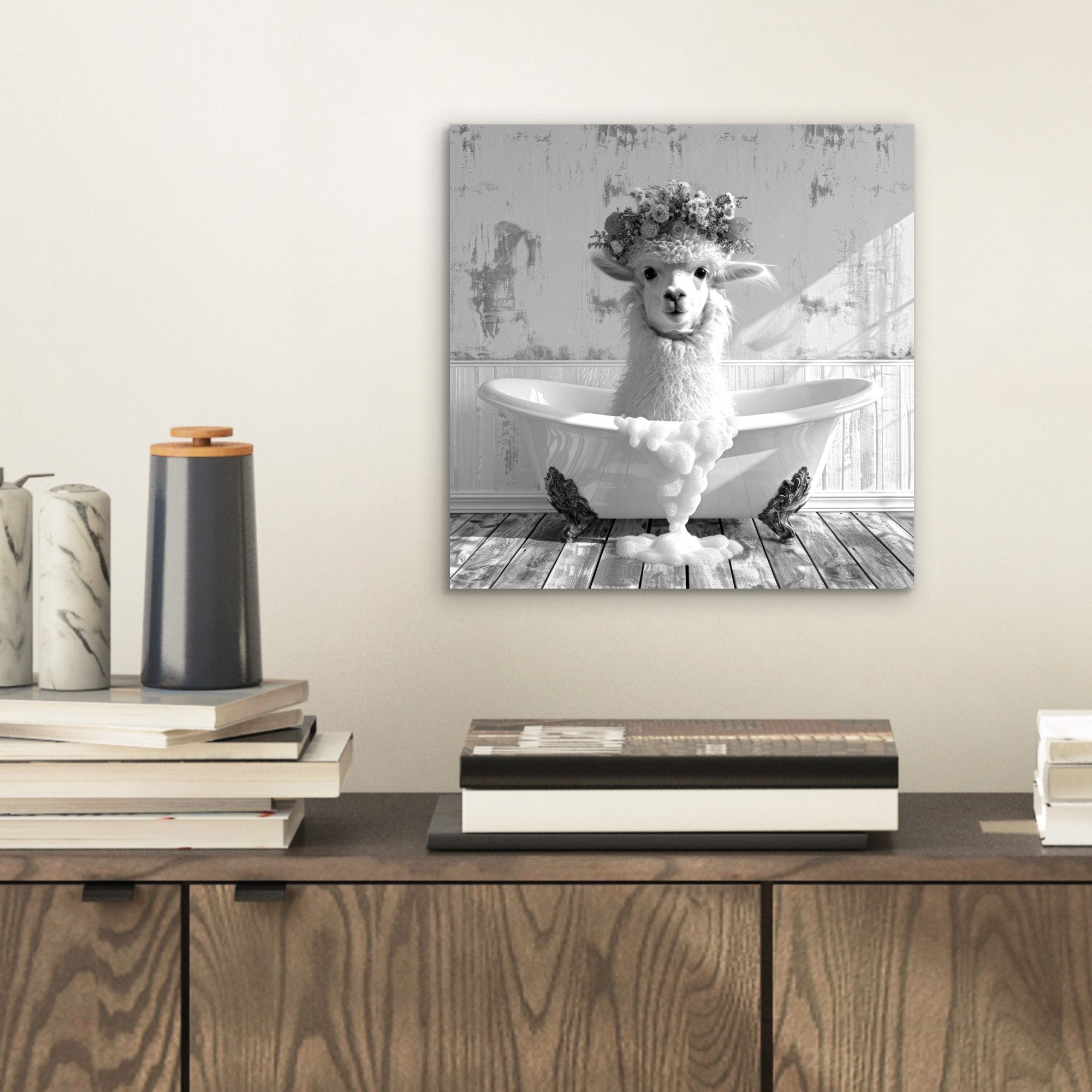 MuchoWow Metallbild Alpaka - Blumen - günstig online kaufen