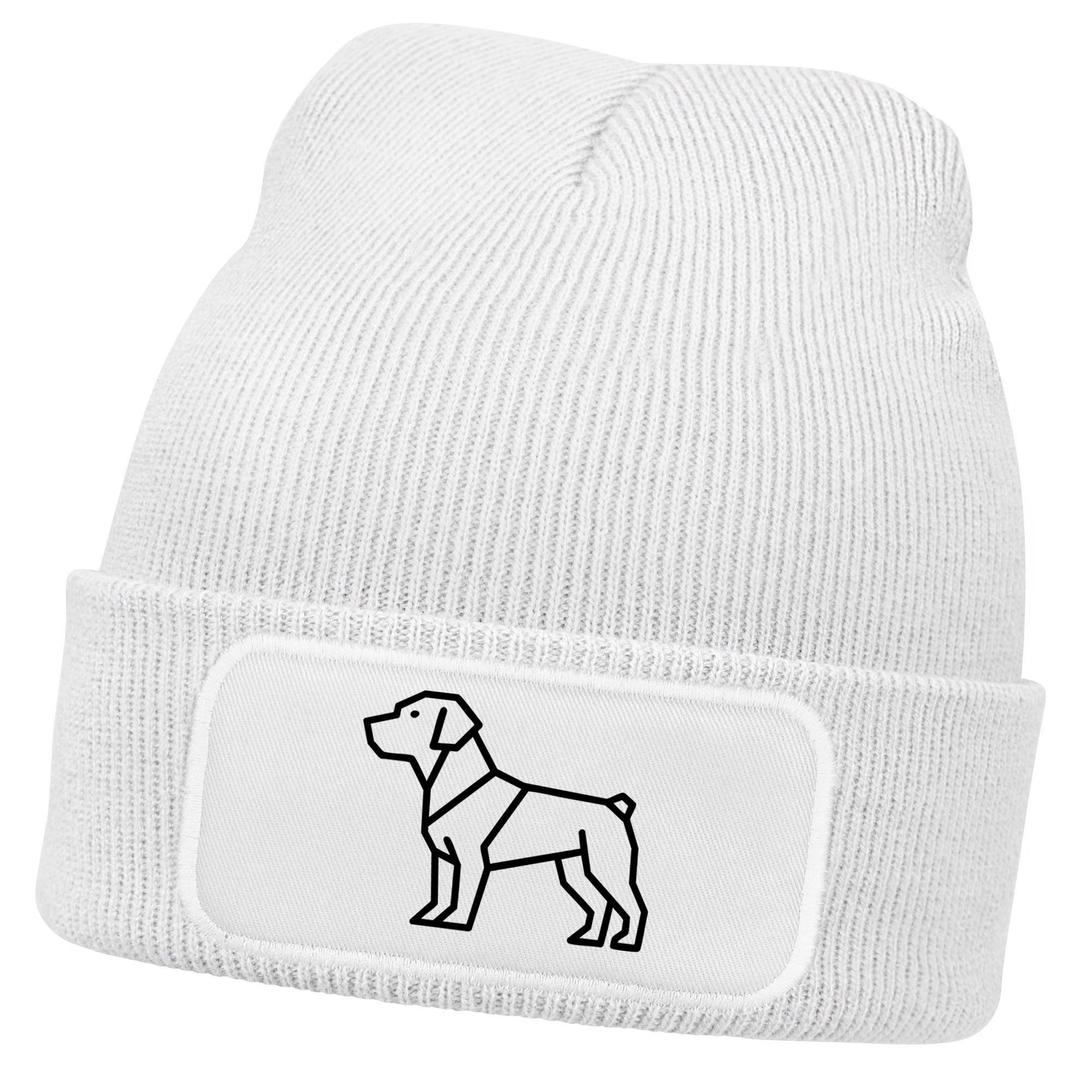 Strickmütze Herren Beanie Strickmütze Polygon Design Hund Pitbull Geschenk
