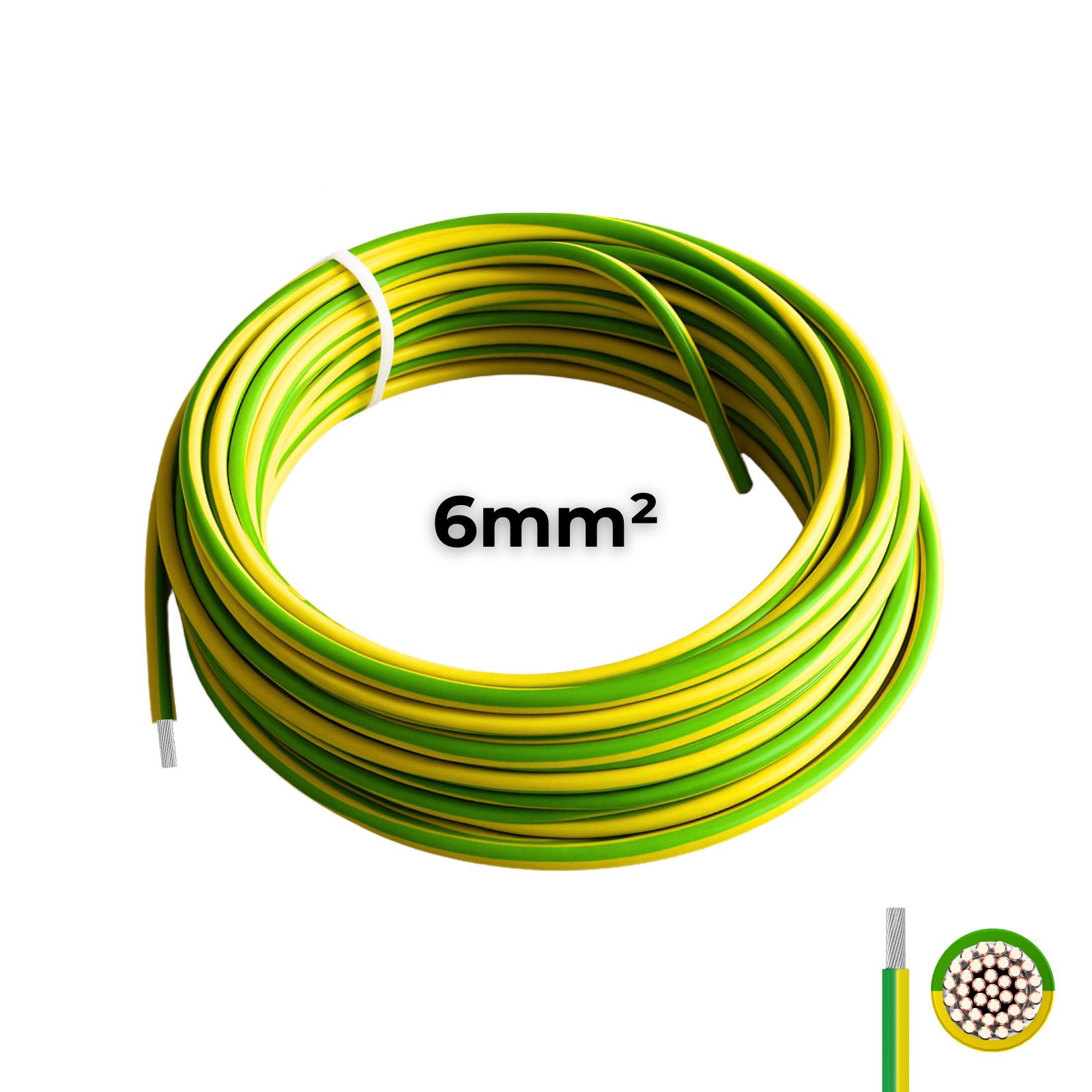 smartEC Erdungskabel H07V-K Aderleitung Kupfer Grün/Gelb 6mm2 Solarkabel, (500 cm)