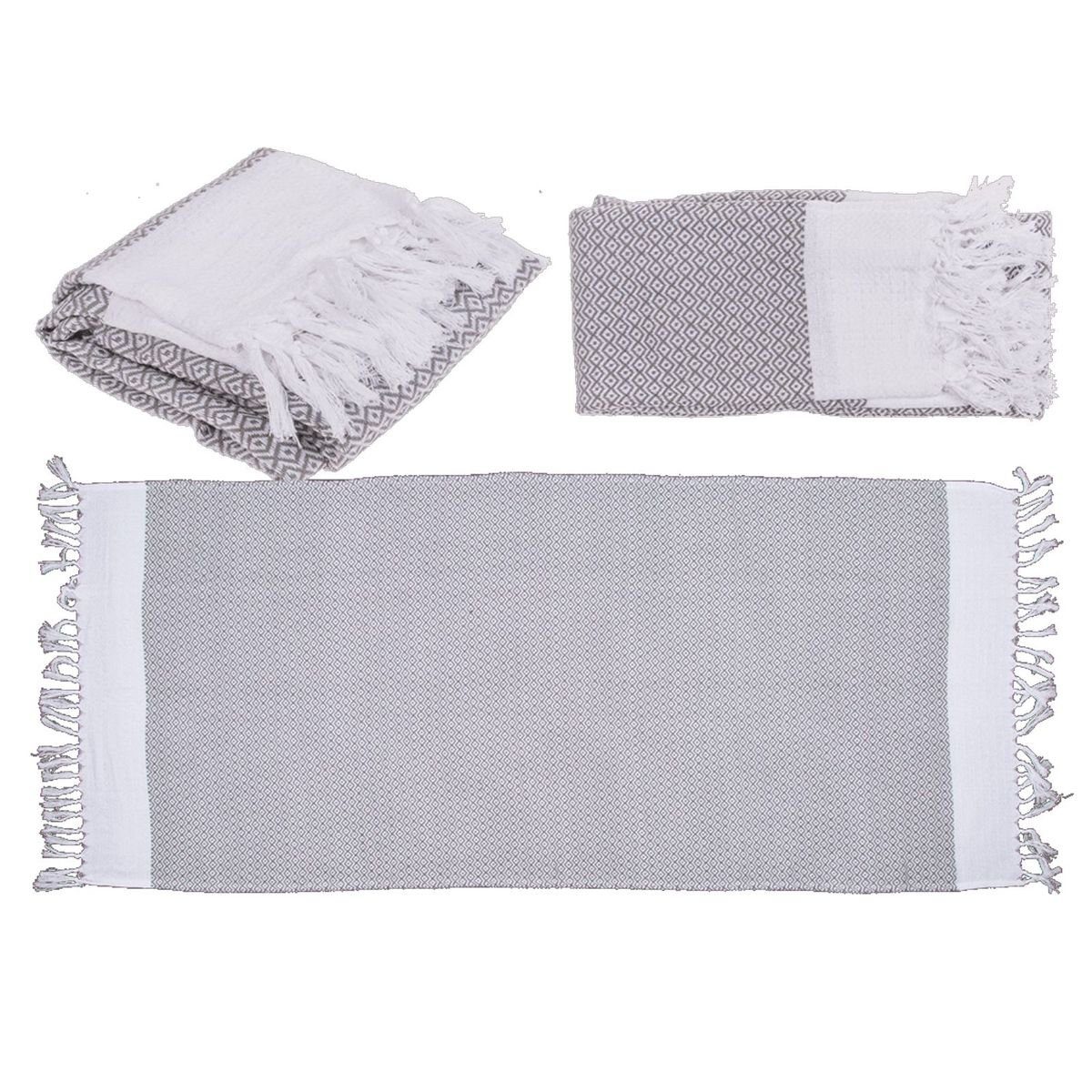 Marabellas Shop Saunatuch Handtuch für Sauna & Strand ca. 80 x 170 cm Fouta-Hamamtuch Saunatuch Grau