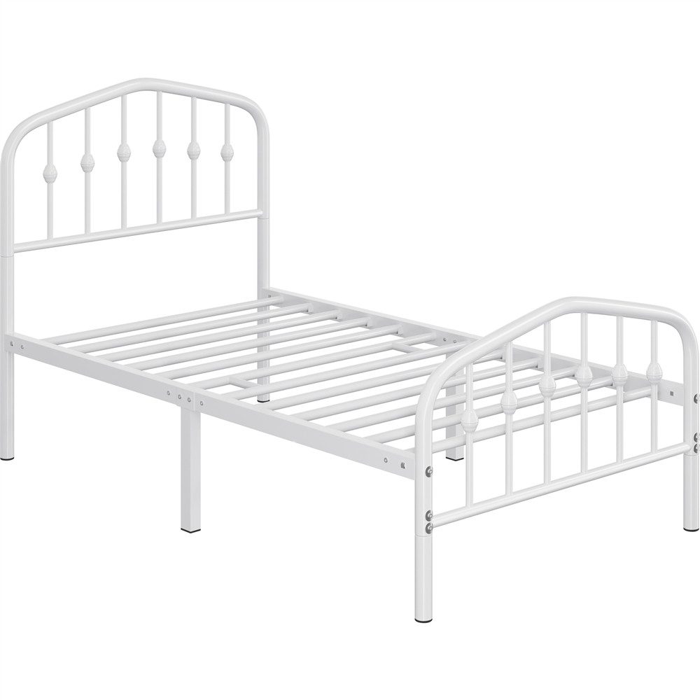 Yaheetech Metallbett 90-160cm (B), Bettrahmen Vintage Bettgestell mit kronenförmigem Kopfteil