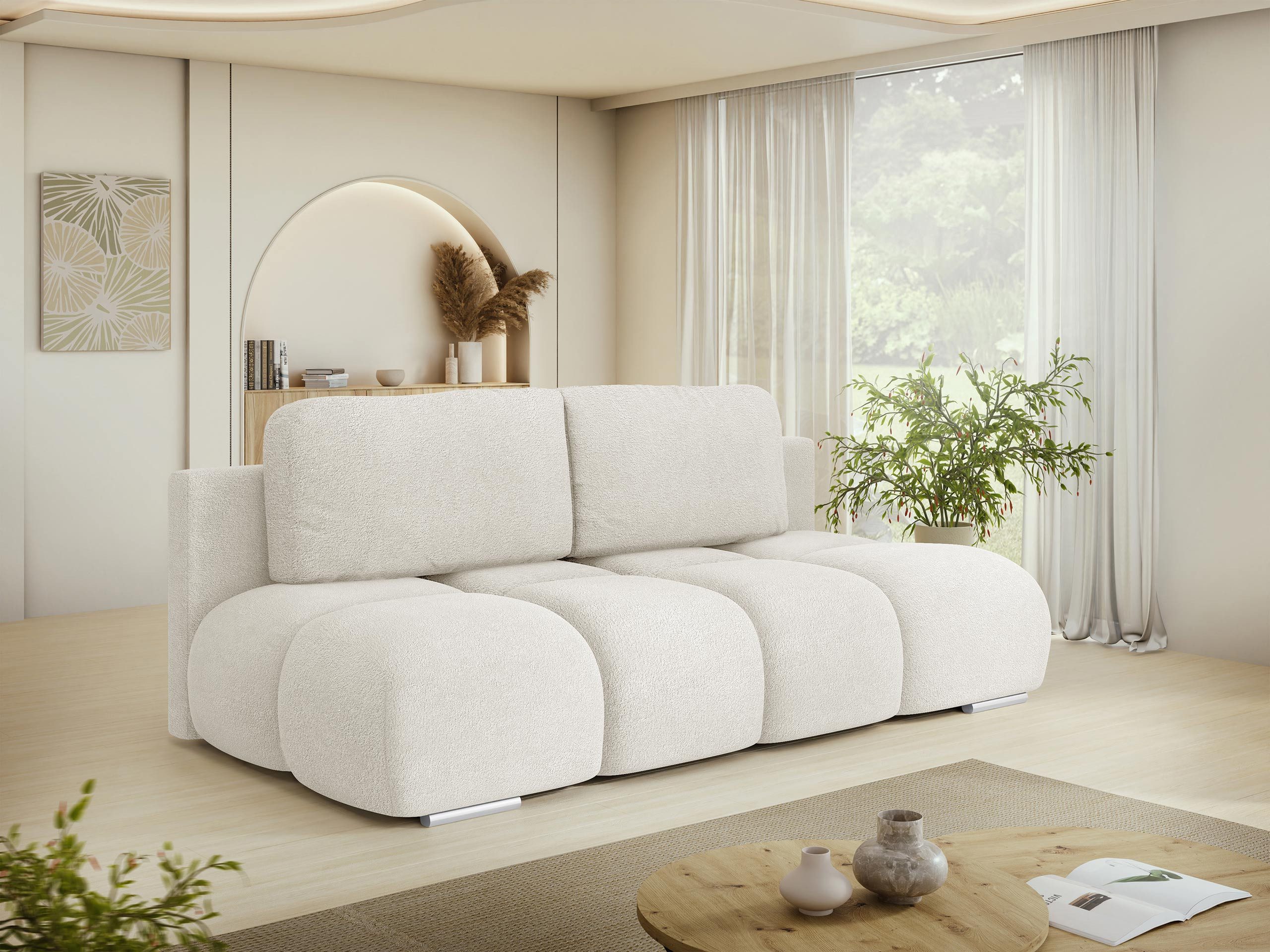 MIRJAN24 Schlafsofa Honey Mini, mit Schlaffunktion und Bettkasten, Holzkonstruktion, Wellenfeder