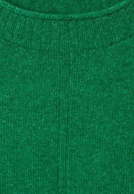 Cecil Rundhalspullover Cecil Cosy Strickpullover in Bright Green Melange (1-tlg) Rippstrickdetail