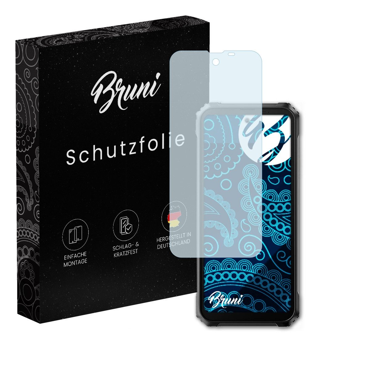 Bruni Schutzfolie Glasklare Displayschutzfolie für Blackview BL9000, (2 Folien), praktisch unsichtbar