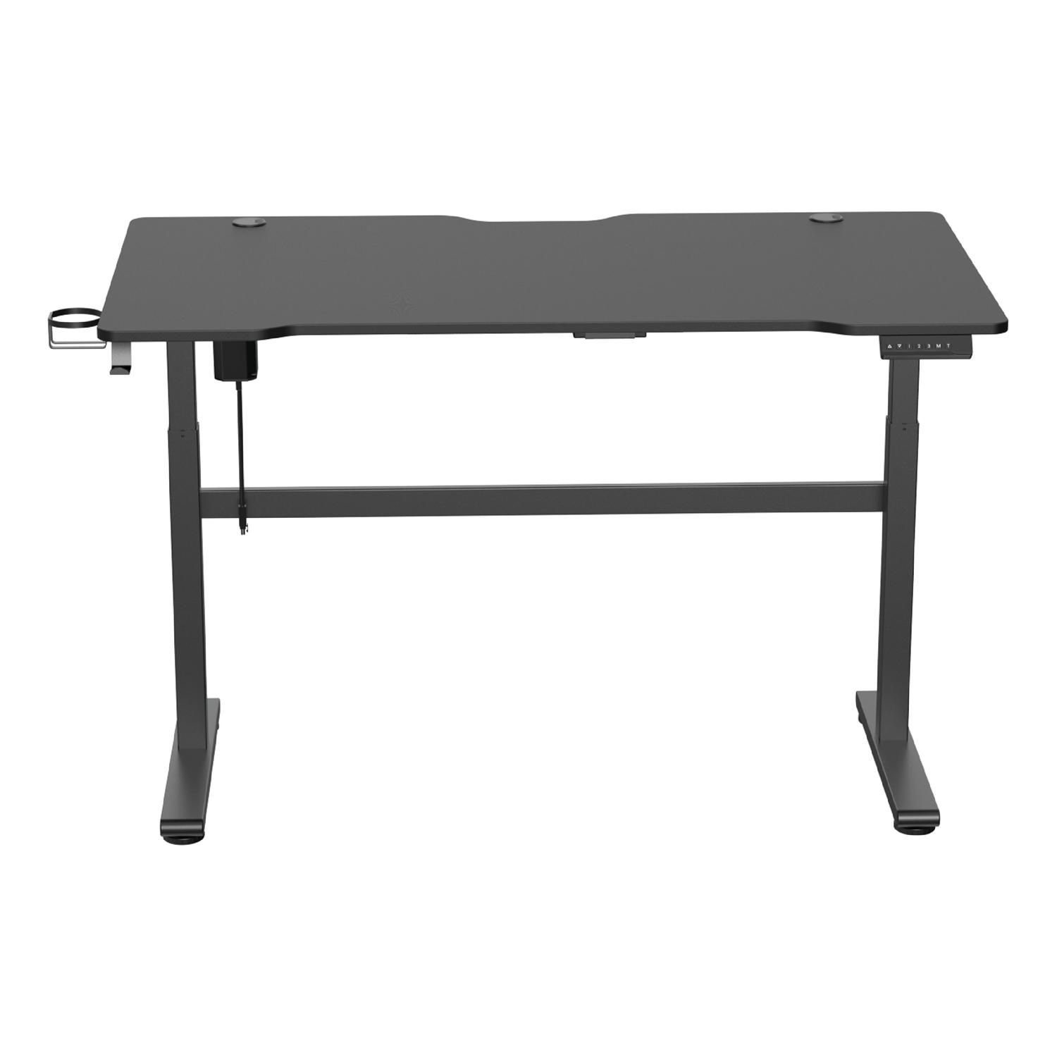 DELTACO Gamingtisch DT410 Tisch, | Headsethalterung, / Gaming | schwarz Einstellung und Kabelmanagement, schwarz stufenlose Becher- höhenverstellbarer schwarz WT95