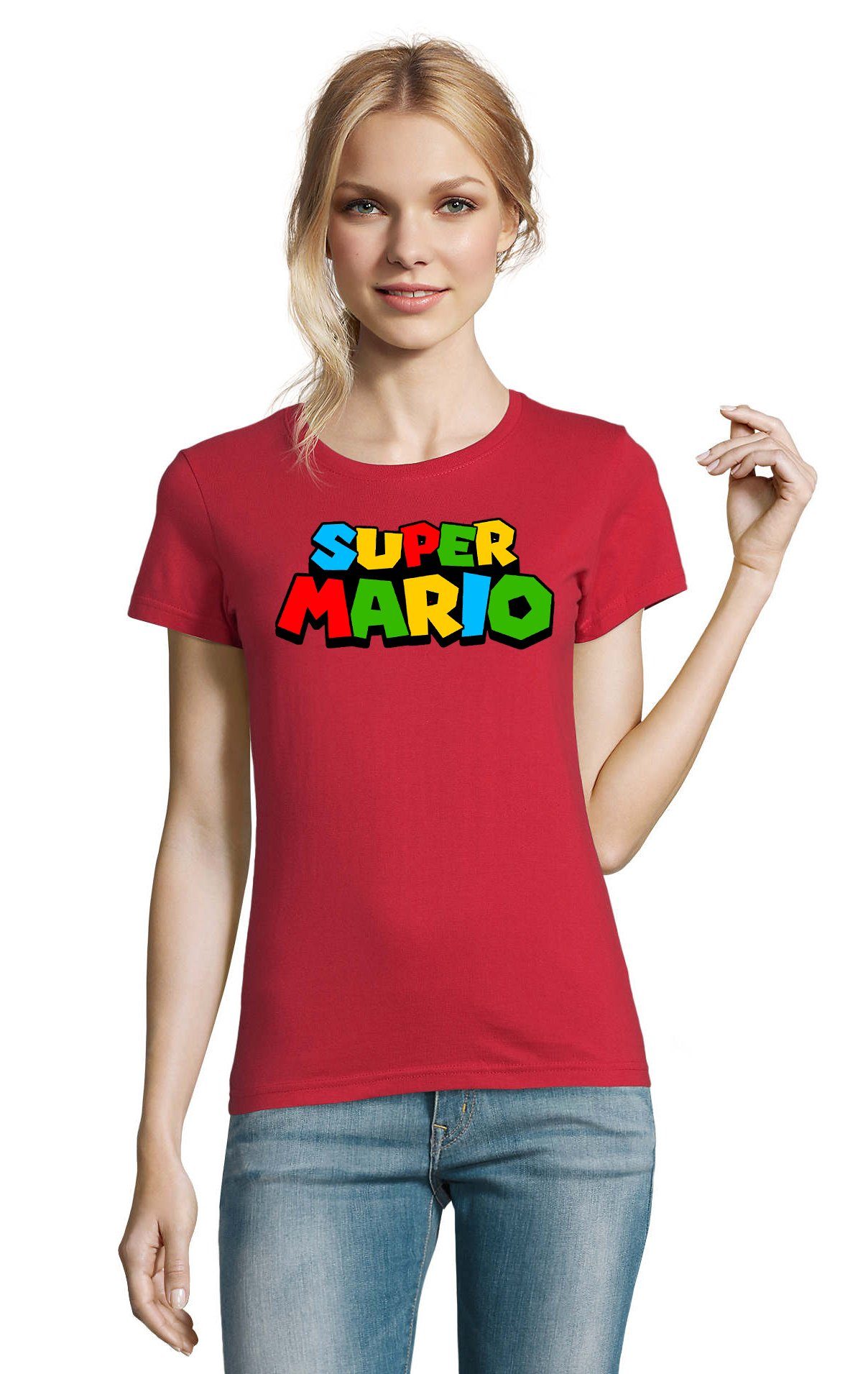 T-Shirt Damen Super Mario Retro Gamer Gaming Konsole Spiele