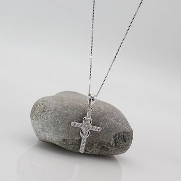 ELLAWIL Kreuzkette Silberkette Damen Kette mit Jesus Kreuz Anhänger Halskette Schmuck (Sterling Silber 925, Kettenlänge 50 cm), inklusive Geschenkschachtel