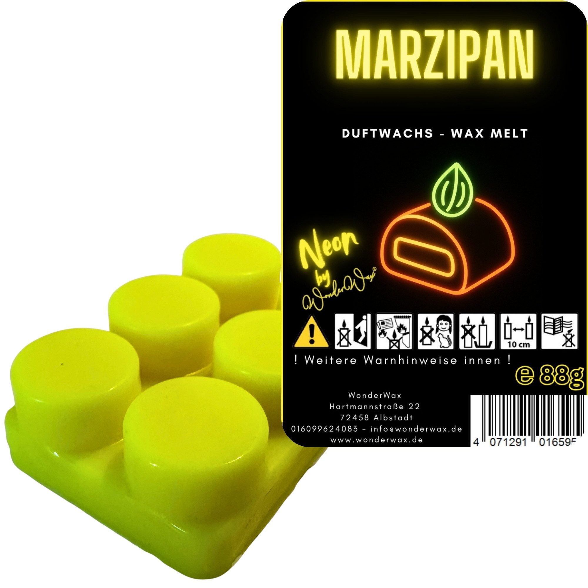 WonderWax Duftwachs WonderWax® Neon Duftriegel 6 x Duftwachs Kreise (Marzipan), Duftrichtung: Mandel & Marzipan