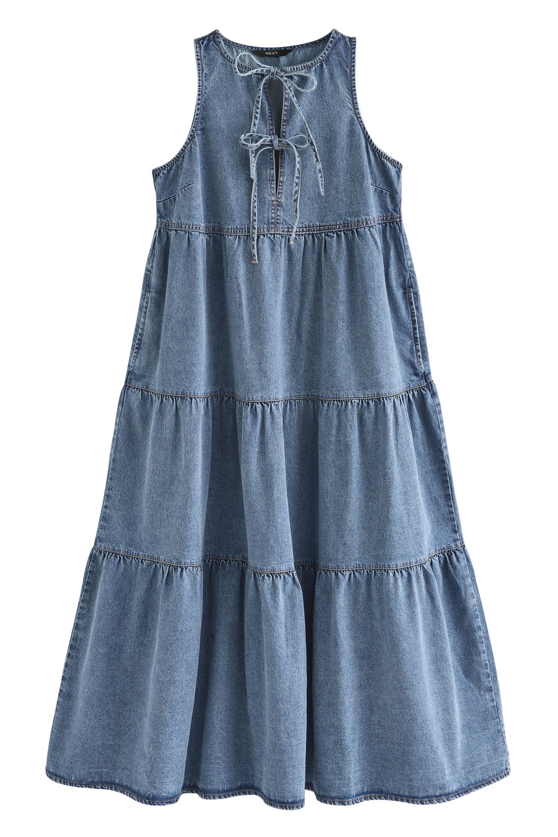 Next Jeanskleid Jeans-Hängerkleid mit Bindedetail vorne günstig online kaufen