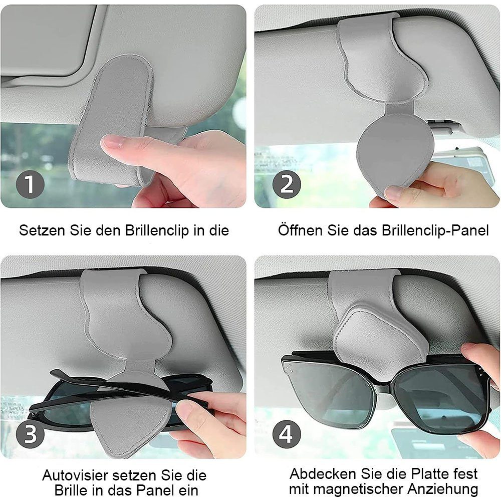 TUABUR Gläserhalter Auto-Brillen, Auto-Leder, 2er-Pack Sonnenblenden,  Geschenke