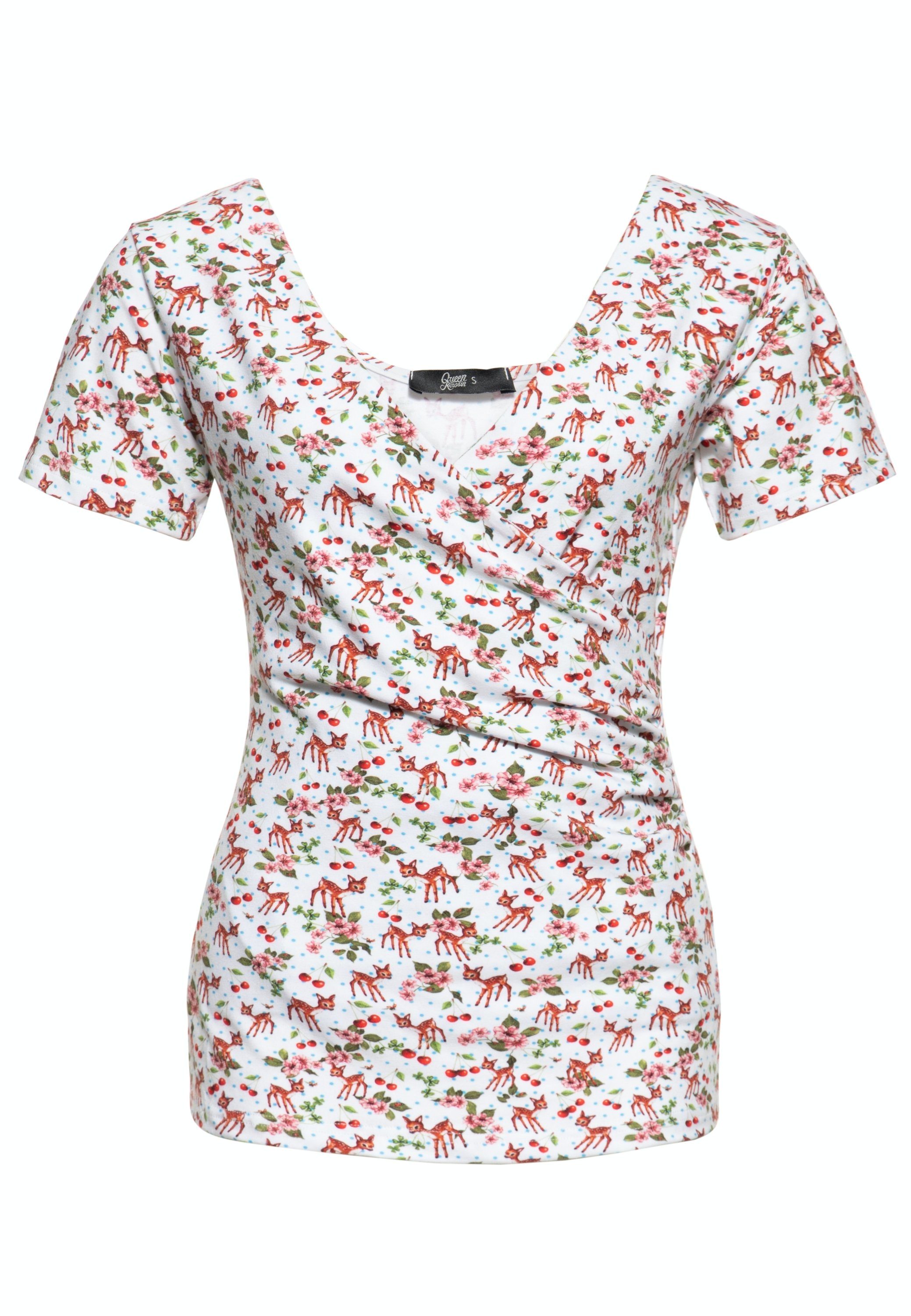 QueenKerosin Blusentop mit All-over-Print günstig online kaufen