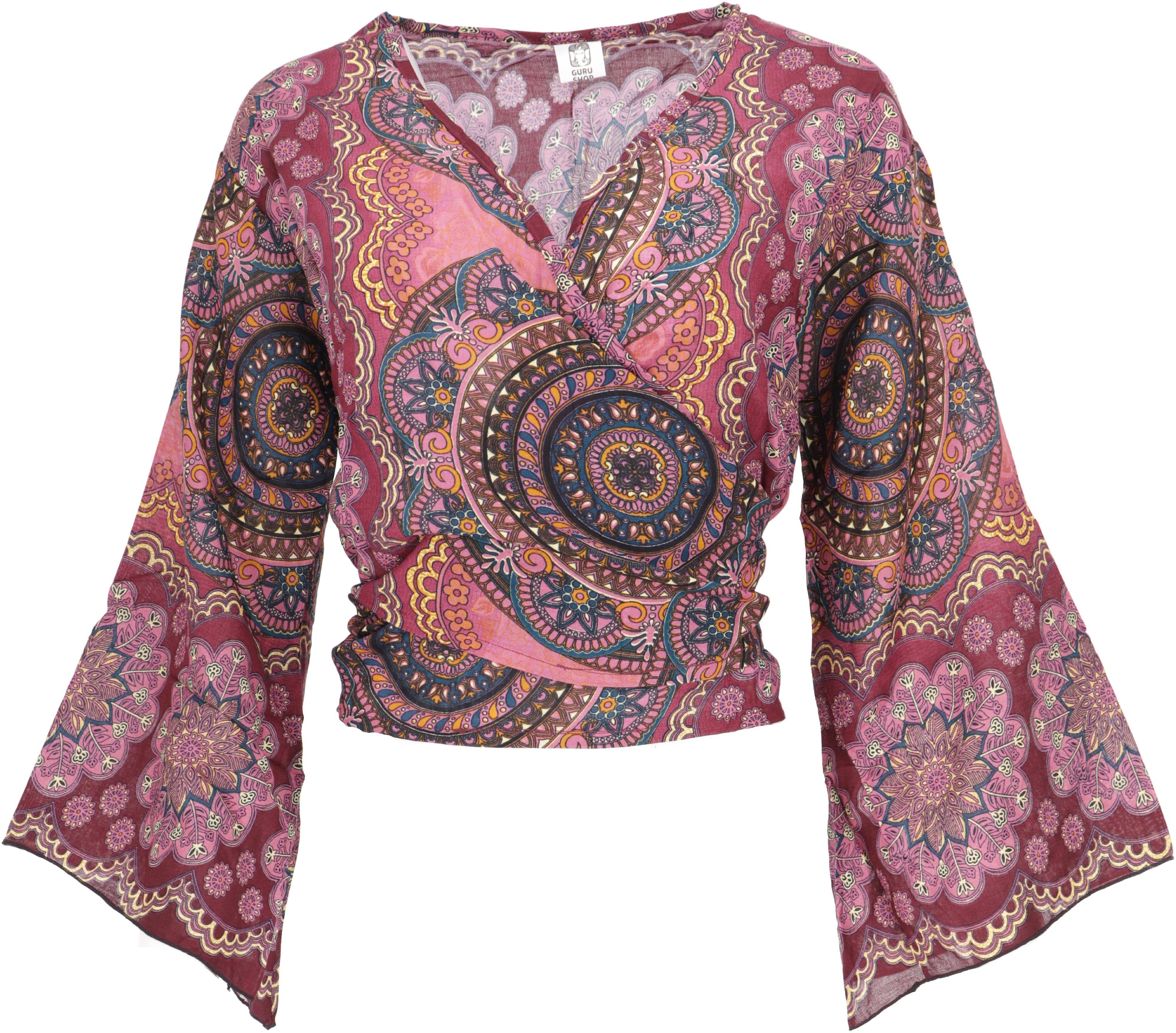 Guru-Shop Longbluse Kurztop, Boho Blusentop, Wickeltop, günstig online kaufen