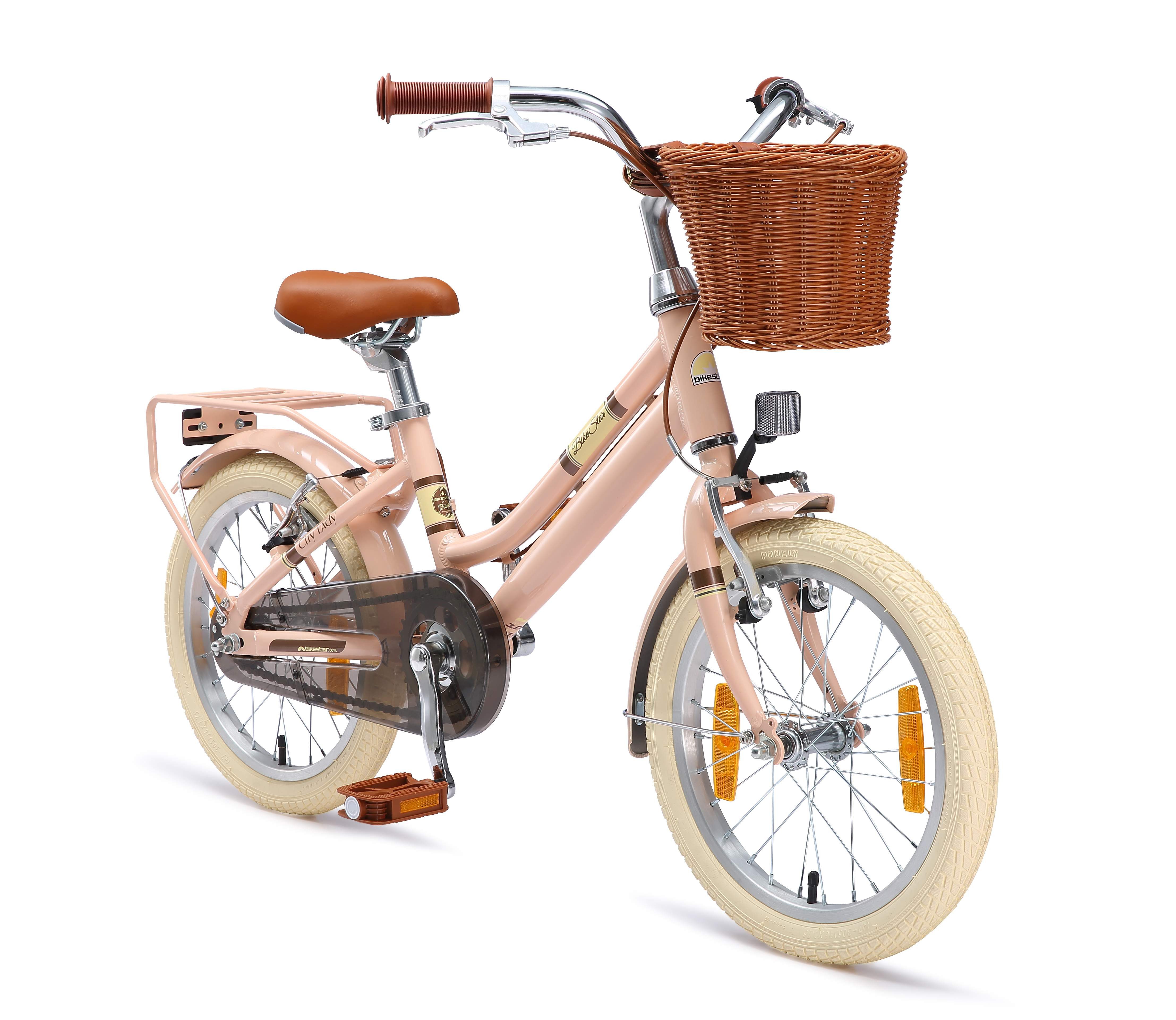 Bikestar Kinderfahrrad Cityrad 16 Zoll Aluminium ab 4 Jahre, 1 Gang, Korb, Gepäckträger, leichtes Treten, ergonomischer Rahmen