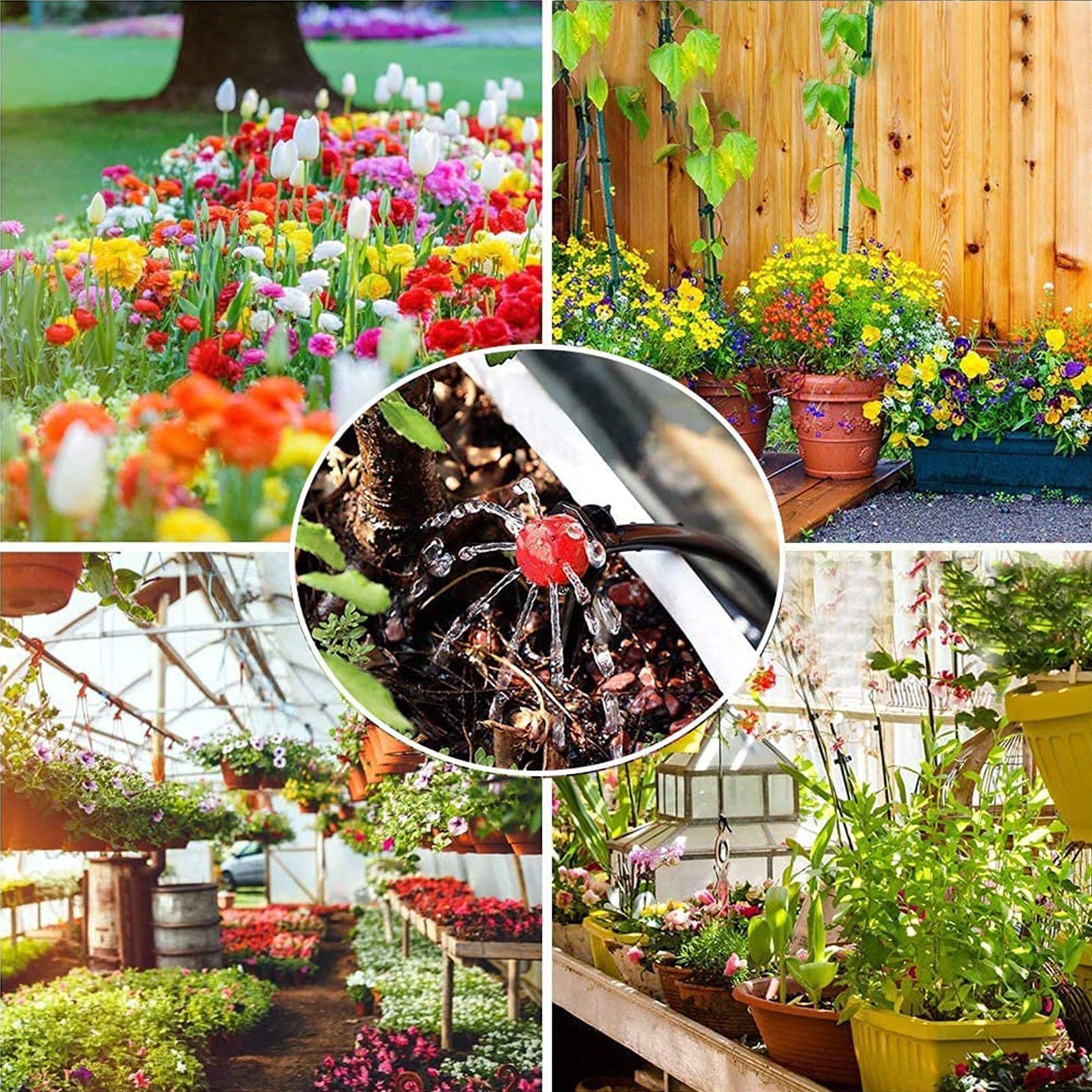 Sunicol Bewässerungssystem Gartenbewässerungssystem, automatisch, DIY,  wassersparend, für Gartengewächshaus, Blumenbeet, Terrasse, Rasen