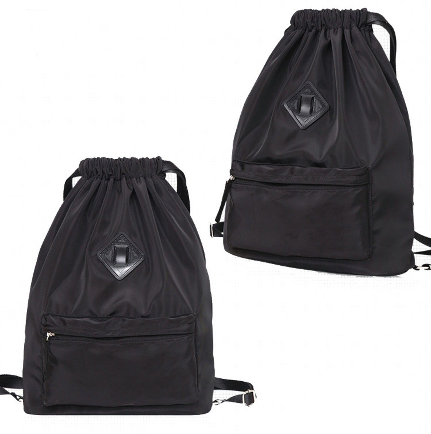 H-basics Rucksack Rucksack Tasche 43*40*15cm mit Kordel zum Zuziehen Turnbeutel mit Kordelzug für Kinder, Teenager oder Erwachsene - Unisex Sporttasche oder Schultasche Schwarz