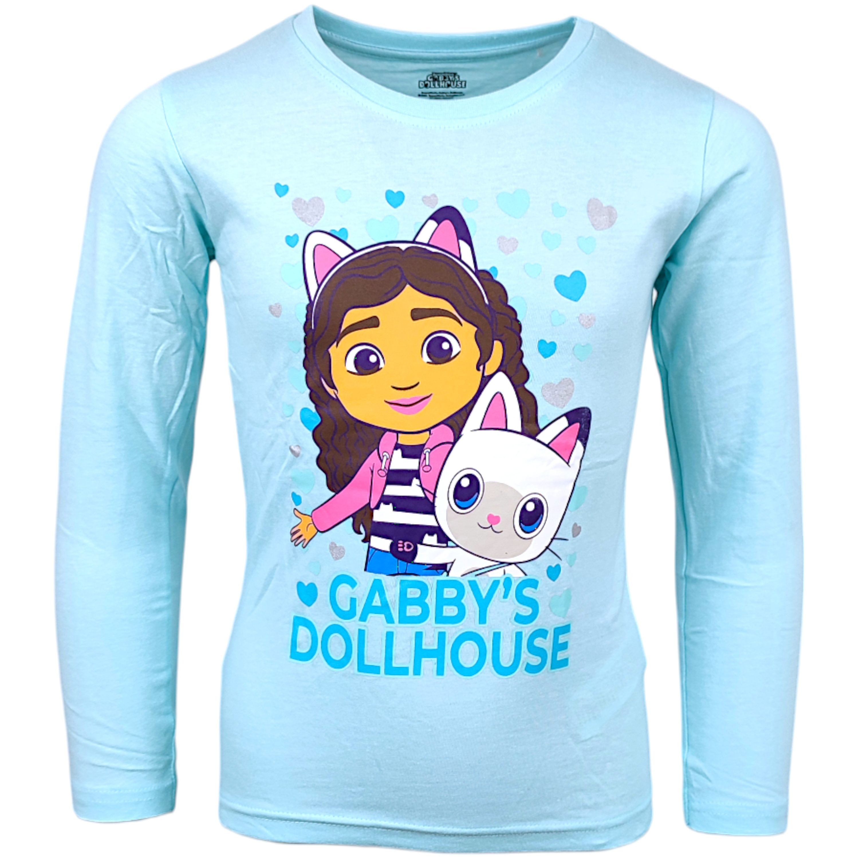 Dreamworks Gabby’s Dollhouse Langarmshirt Gabby & Pandy Paws Mädchen Shirt aus Baumwolle Gr. 104 - 134 cm