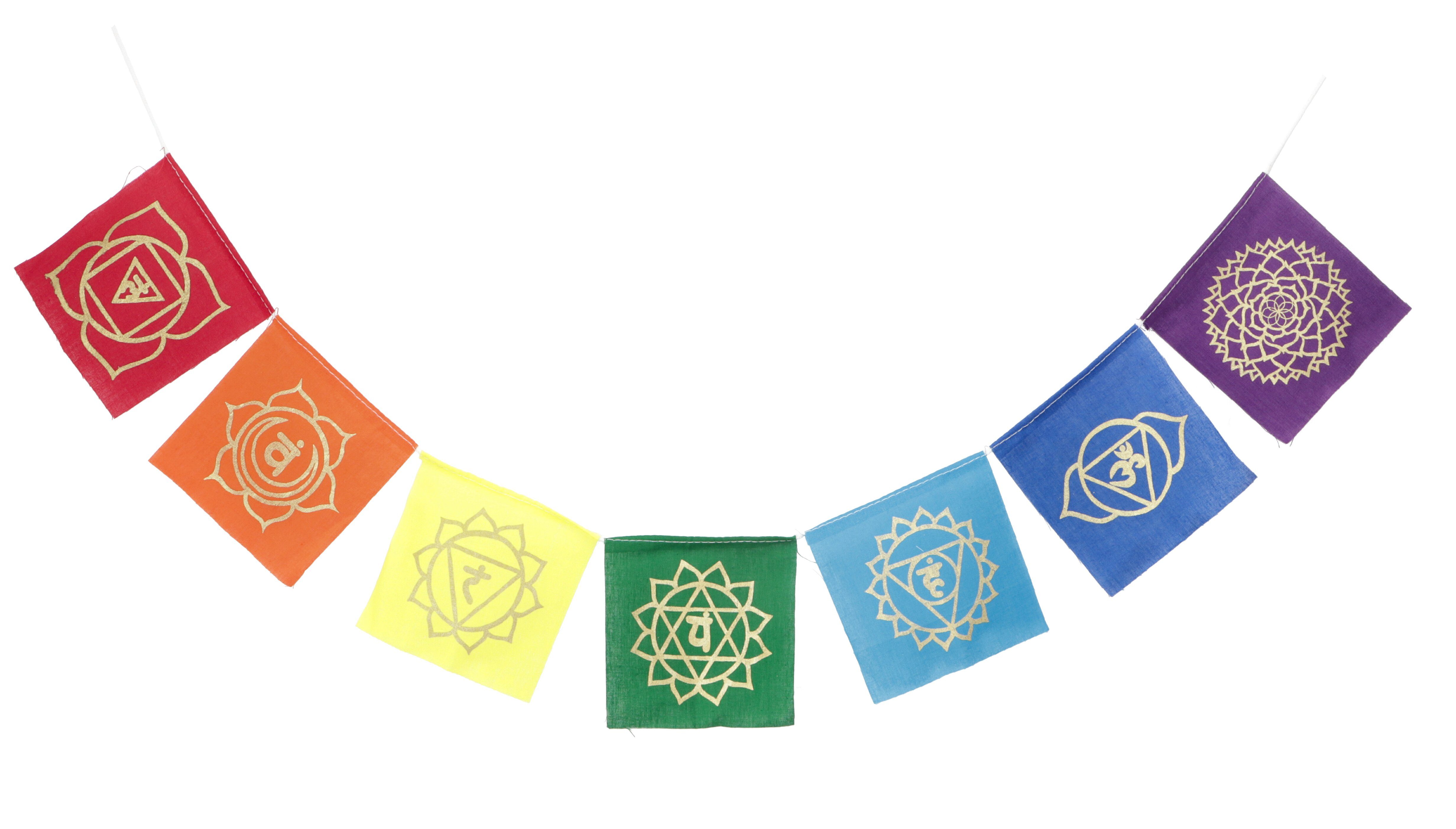 Guru-Shop Wimpelkette Chakra-Meditation Wimpelkette, buddhistische..