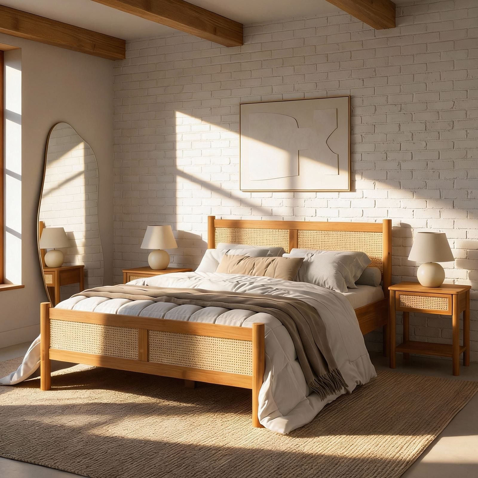 IDIMEX Massivholzbett CEFIRA, Doppelbett 160x200 cm aus Massivholz mit Ratt günstig online kaufen