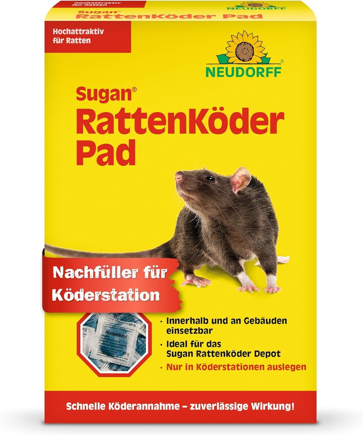 Neudorff Gift-Rattenköder Sugan, 400 g, Ratten effektiv und sicher bekämpfen