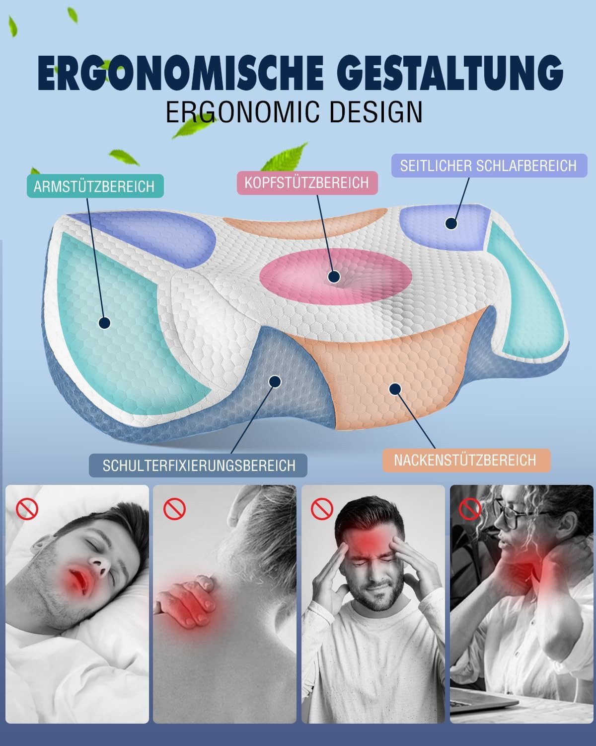 Esun Kopfkissen Orthopädisches Kissen, Ergonomisches Nackenkissen günstig online kaufen