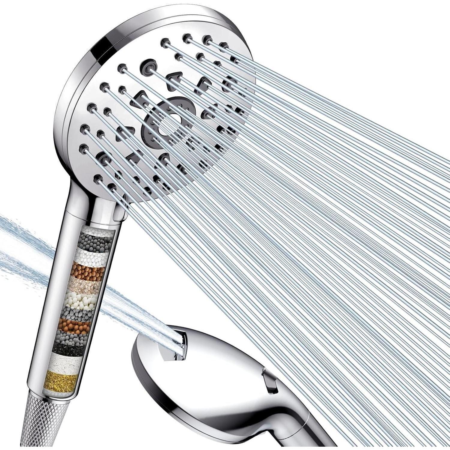 Handbrause Duschkopf mit Filter 15 Filtration Duschbrause Schlauch 1,5M Hochdruck