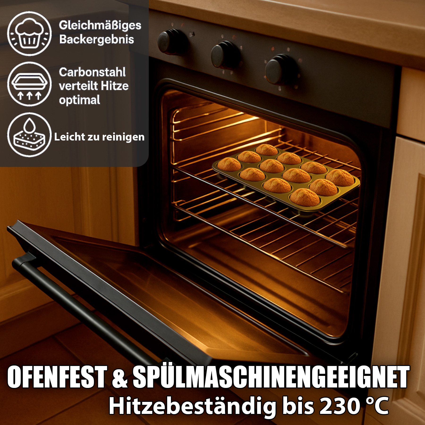 BigDean Muffinform 2er Set Muffin Backform antihaftbeschichtet Muffinform Muffinblech, (Set 2-tlg), Hochwertiger Kohlenstoffstahl