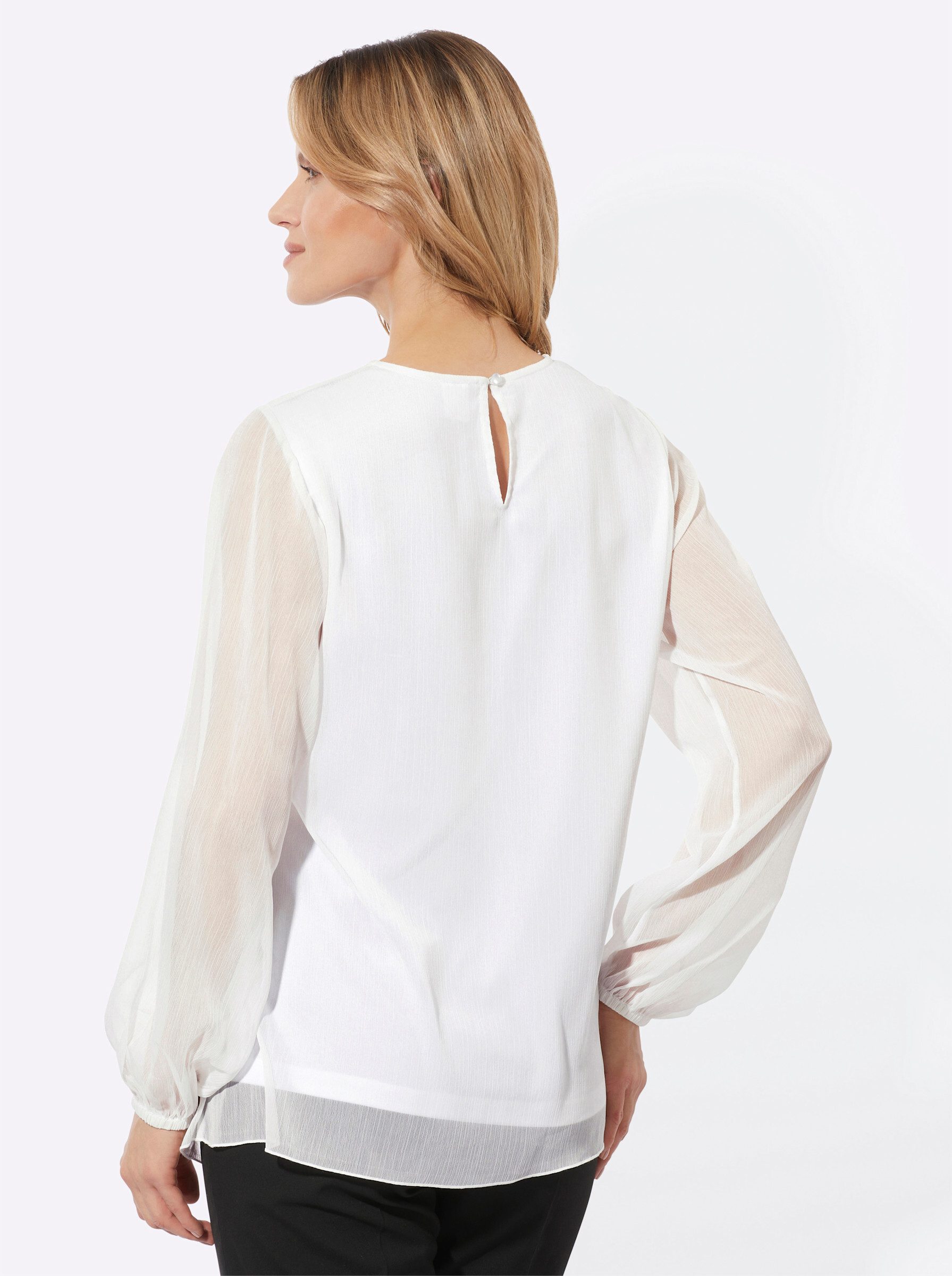 Sieh an! Klassische Bluse Spitzen-Bluse Langarm