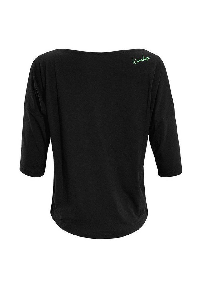 Winshape 3/4-Arm-Shirt MCS001 ultra leicht mit Neon grünem Glitzer-Aufdruck