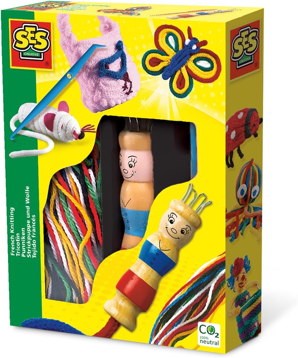 SES Creative Spiel SES Strickpuppe mit Wolle - Kreatives Strickset für Kinder