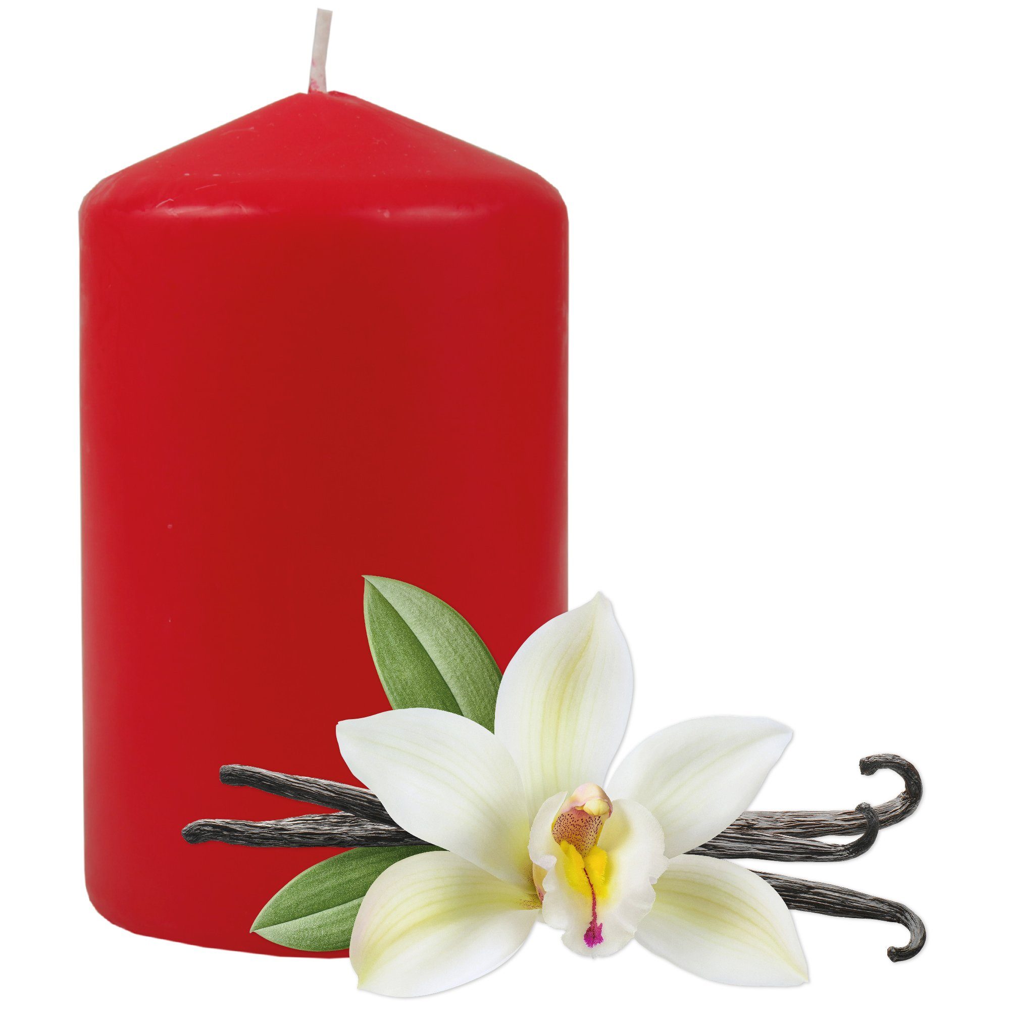 HS Candle Stumpenkerze Wachskerzen - Kerze 13,5cm Blockkerze (3-tlg), in x Ø6cm Rot vielen Farben