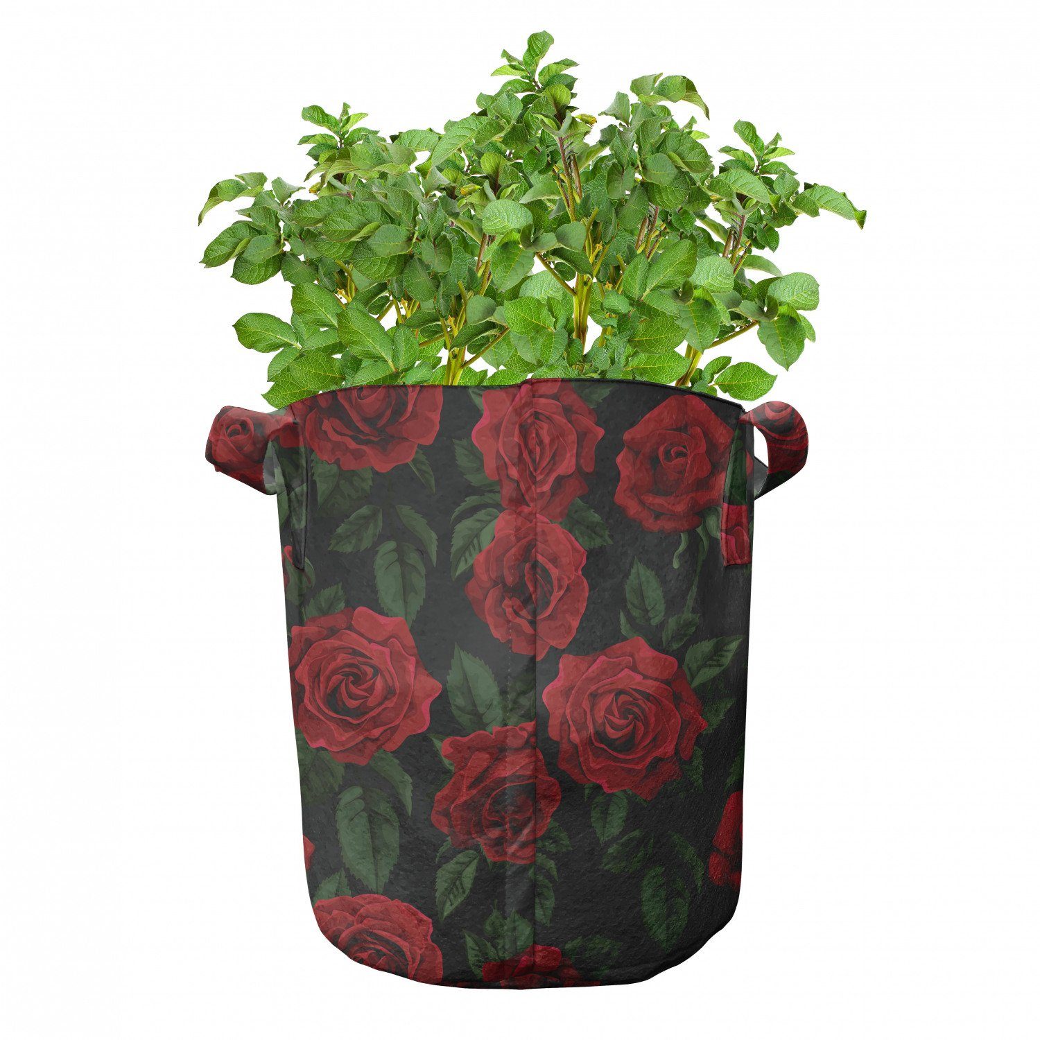 Abakuhaus Pflanzkübel hochleistungsfähig Stofftöpfe Rose Wachstum mit für Griffen Blumenblatt-Blatt Retro Pflanzen