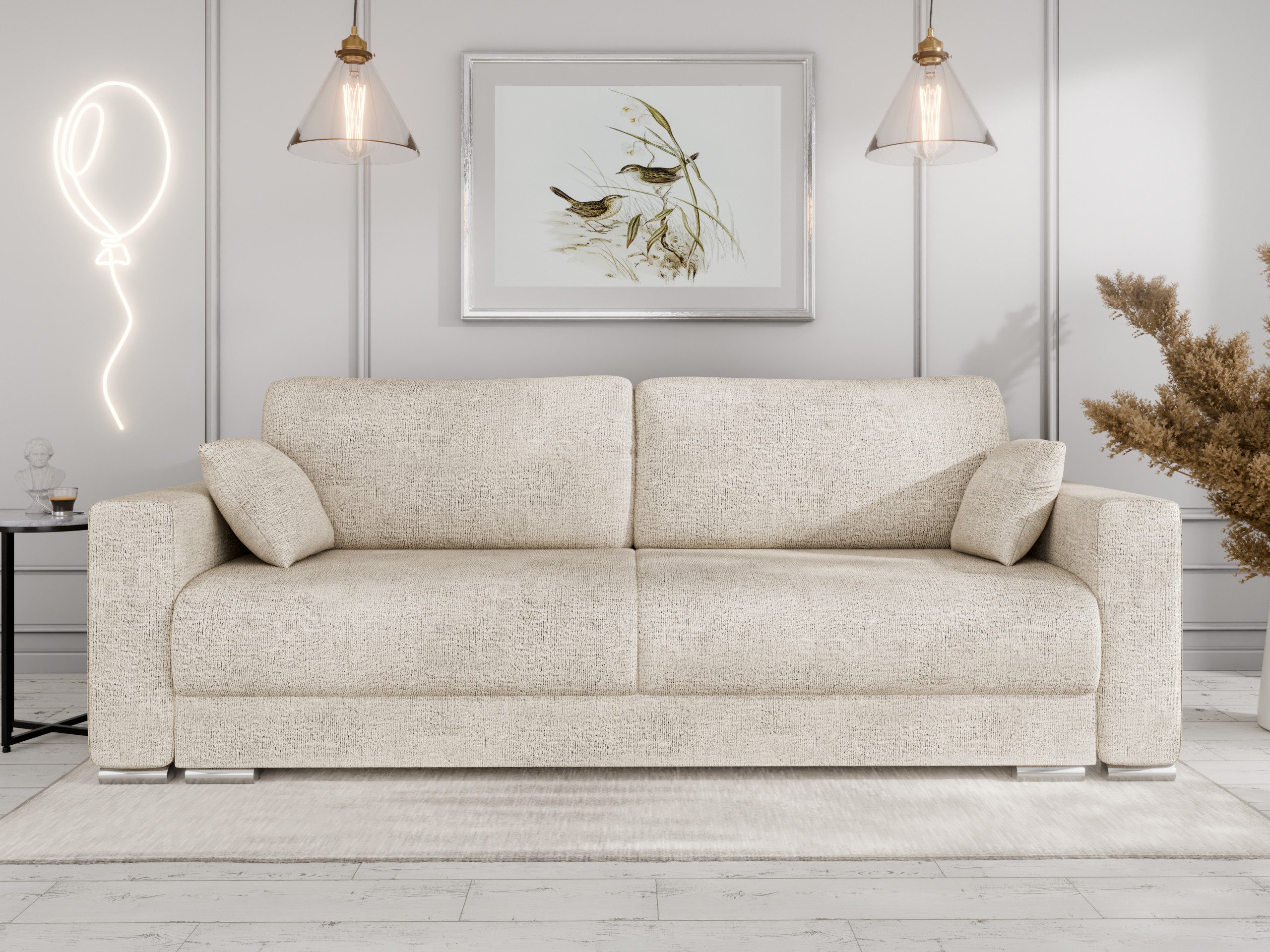 Homesy Schlafsofa CALMA Schlafsofa mit Bettkasten 3-Sitzer modernen Stil günstig online kaufen