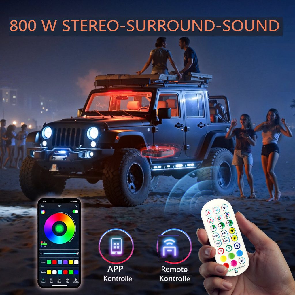 Insma 800W Ultra-Slim 10Zoll Auto Subwoofer Verstärker mit LED Ambientelicht Auto-Lautsprecher (App & Fernbedienung) – Bild 2 von 5