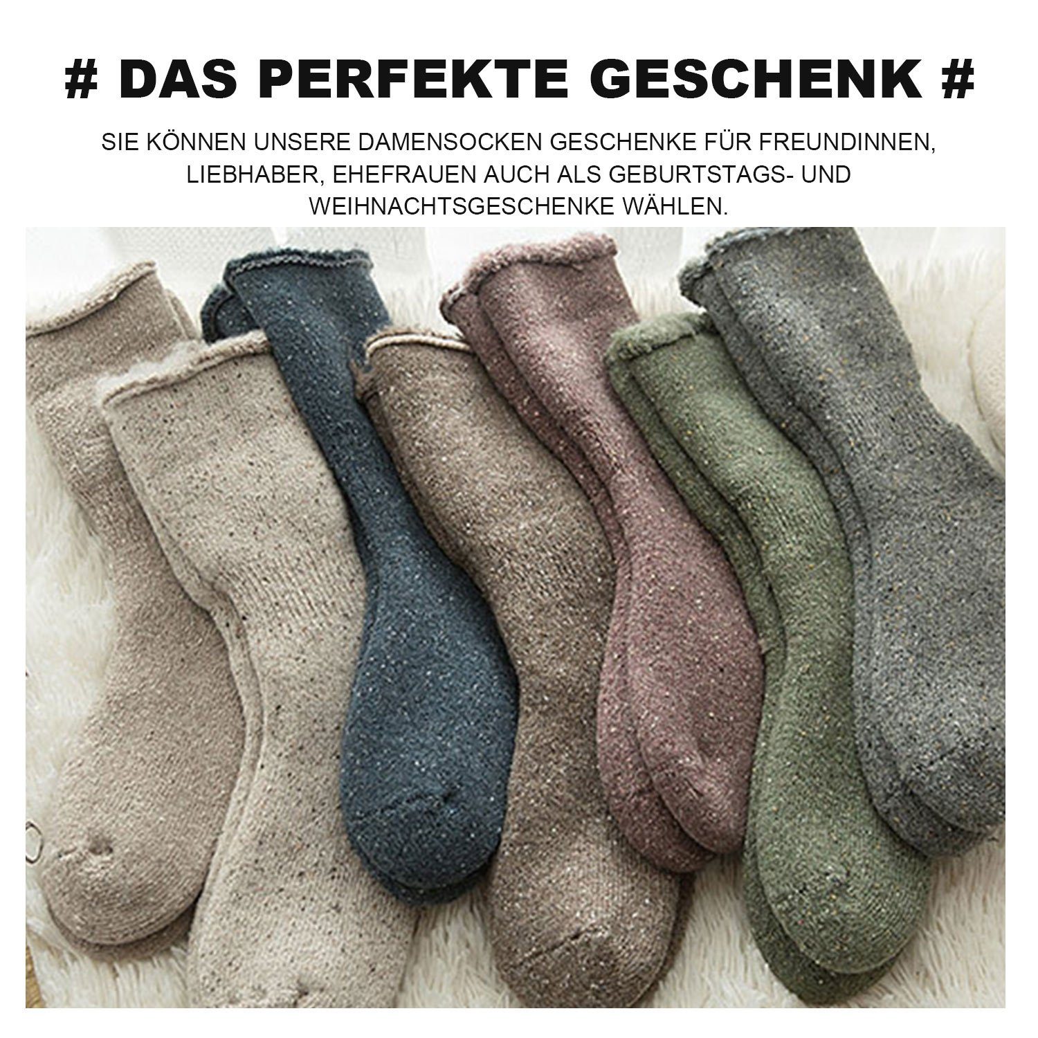 MAGICSHE warme Socken Skisocken grün aus Paar Thermosocken Verdickte 2 Damen Merinowolle