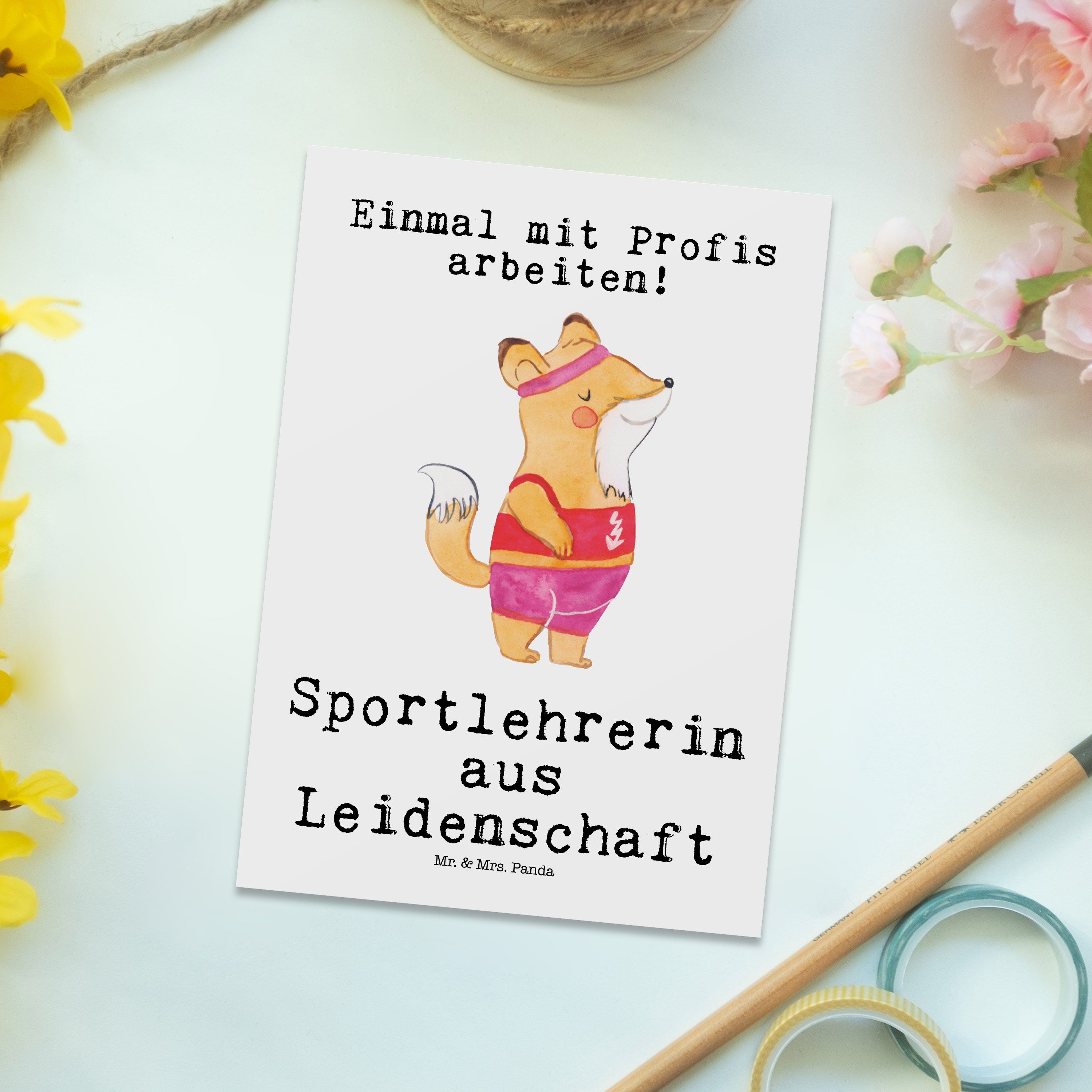 Mr. Sportlehrerin aus Gesche - Postkarte Leidenschaft Panda - & Geschenk, Dankeskarte, Mrs. Weiß