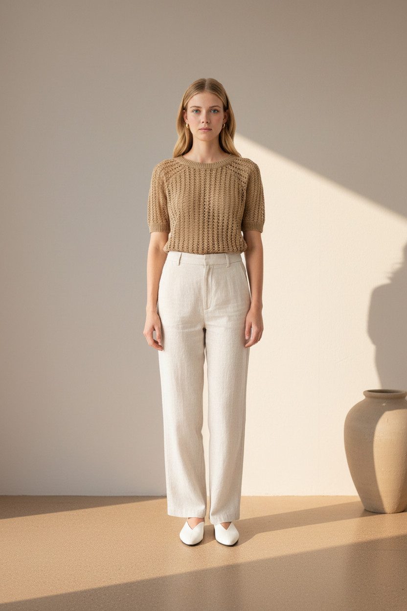 Zuckerwatte Ajourpullover modisch kurz aus 100% Baumwolle