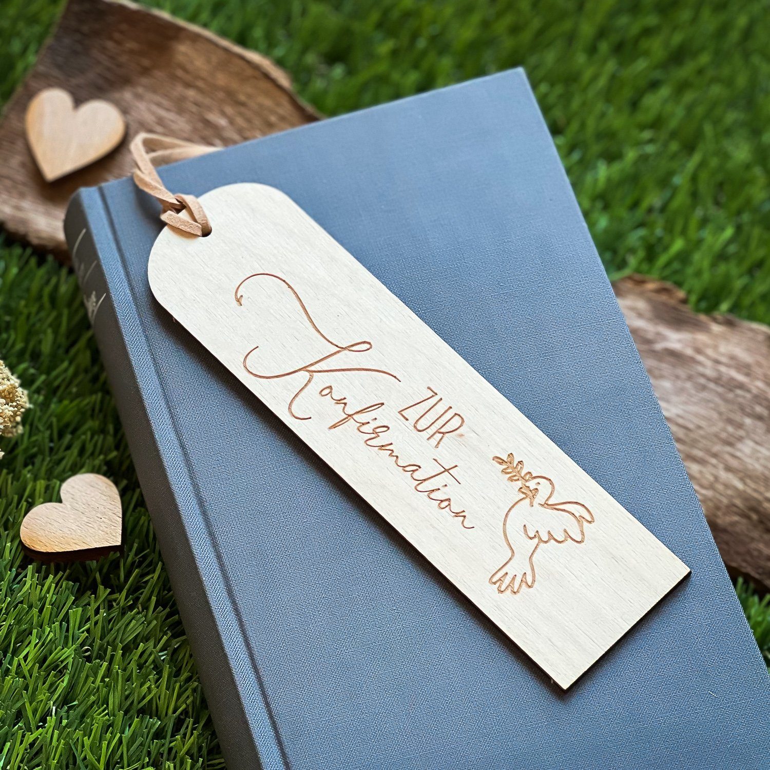 Spruchreif® Lesezeichen Lesezeichen aus Holz mit Gravur und Lederband, Hölzernes Lesezeichen