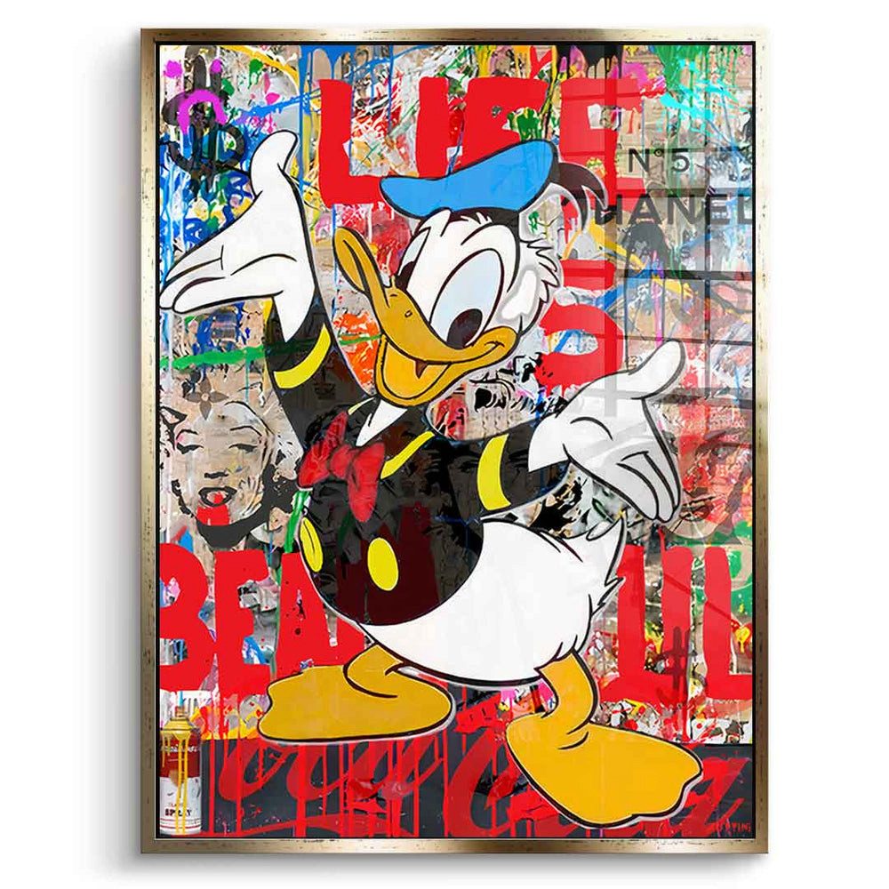 DOTCOMCANVAS® Acrylglasbild Happy Duck - Acrylglas, Acrylglasbild Happy Duck Pop Art Wandbild Kunstdruck