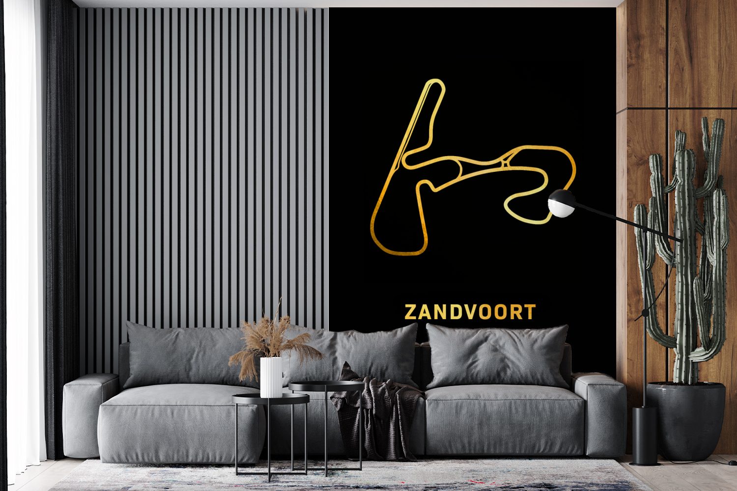 Zandvoort MuchoWow Wohnzimmer, Wandtapete (3 Matt, - bedruckt, St), Fototapete Gold, Rundkurs Vinyl für - Tapete Montagefertig
