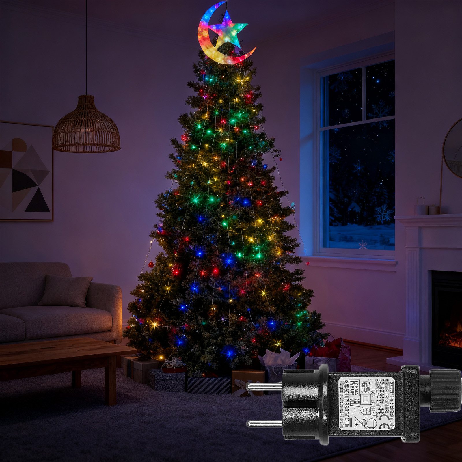 MUPOO LED-Baummantel 2025 Neu LED Baummantel Weihnachtsbeleuchtung Lichterkette Mit Ring, 8 Modi,Timer und Speicherfunktion, 31V Energiesparen Lichterkette