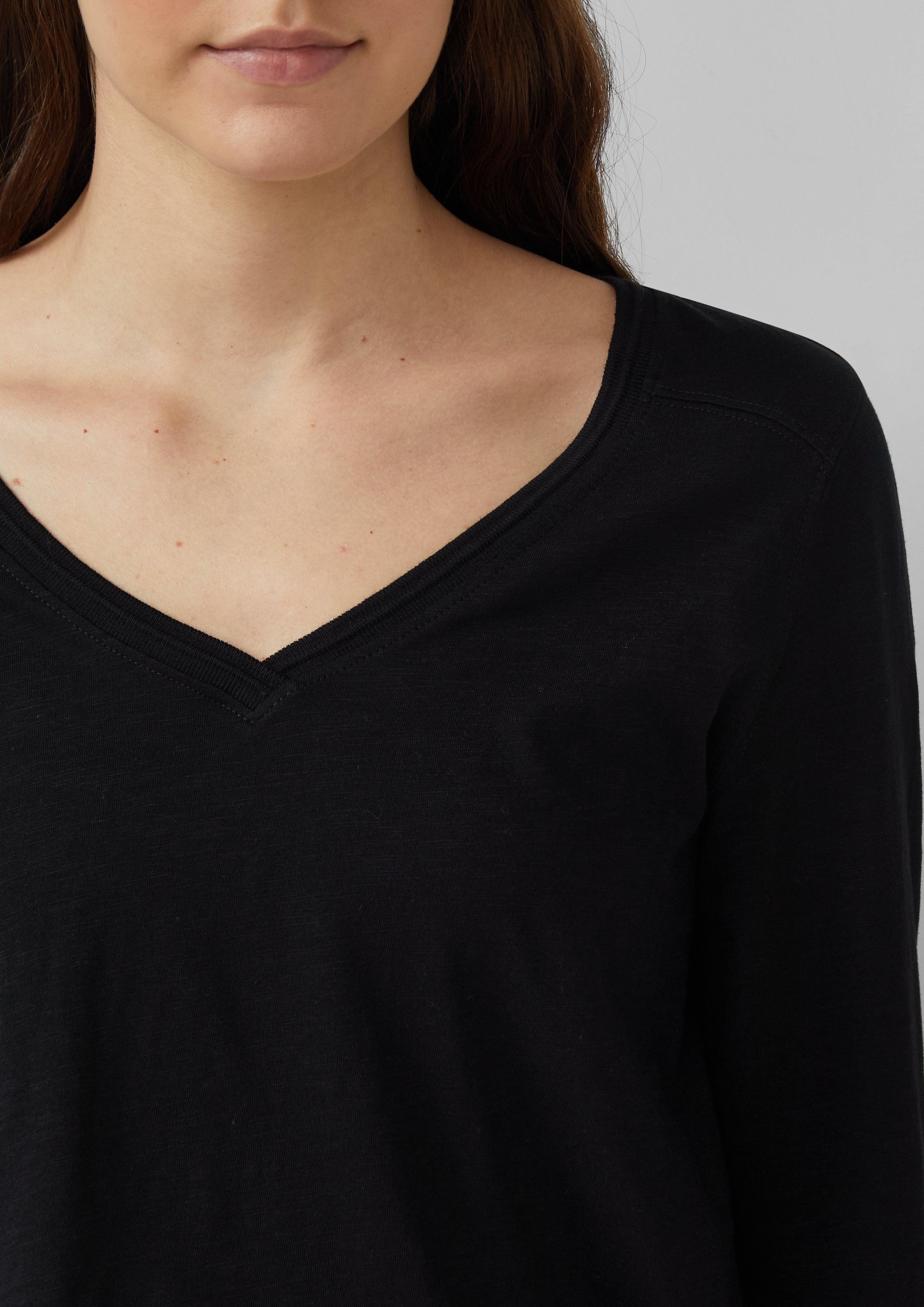 s.Oliver 3/4-Arm-Shirt 3/4-Armshirt aus Baumwoll-Flammgarn mit günstig online kaufen