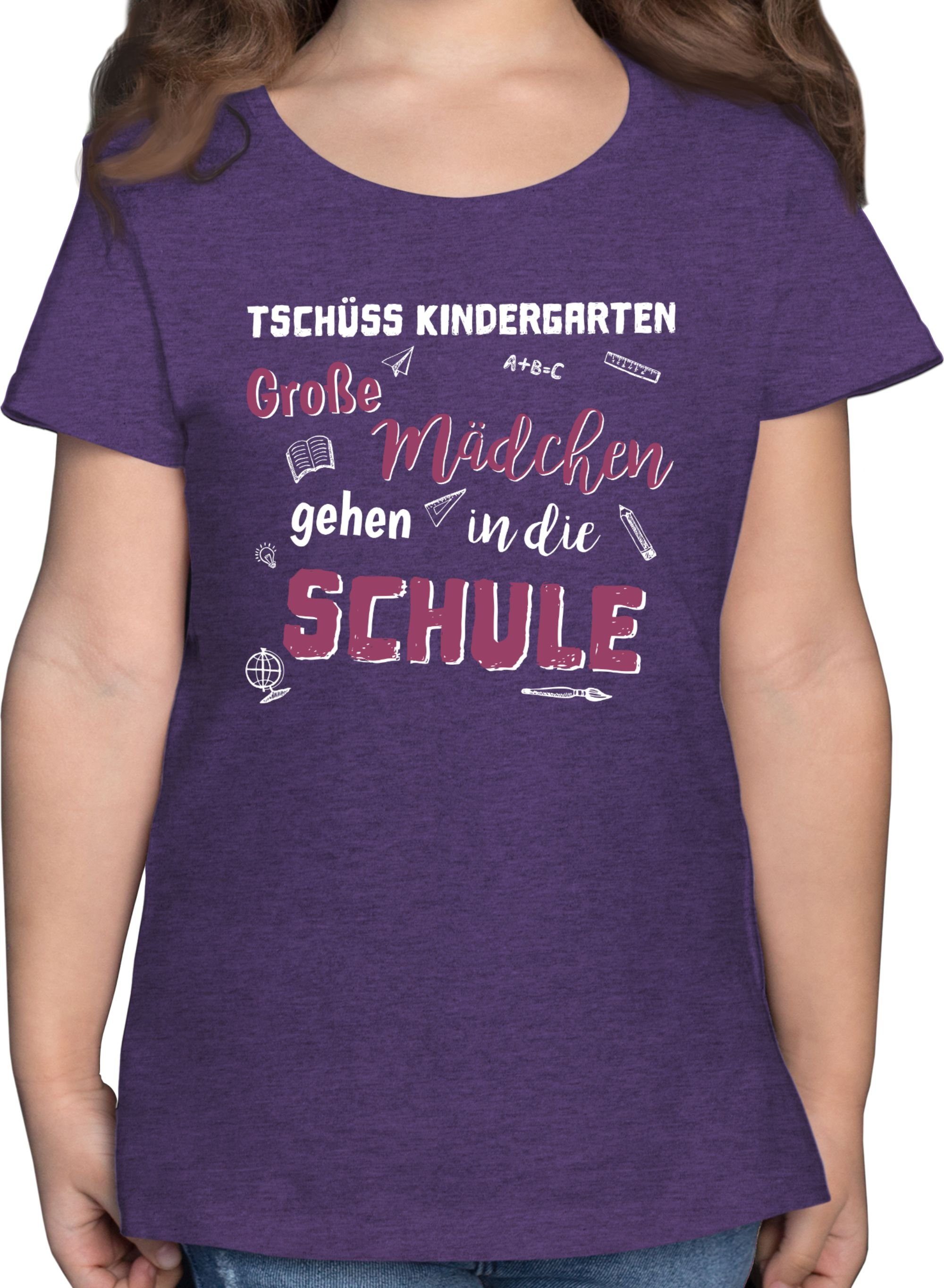 Kindergarten Große Einschulung Tschüss T-Shirt Meliert Mädchen Mädchen Lila Shirtracer 1